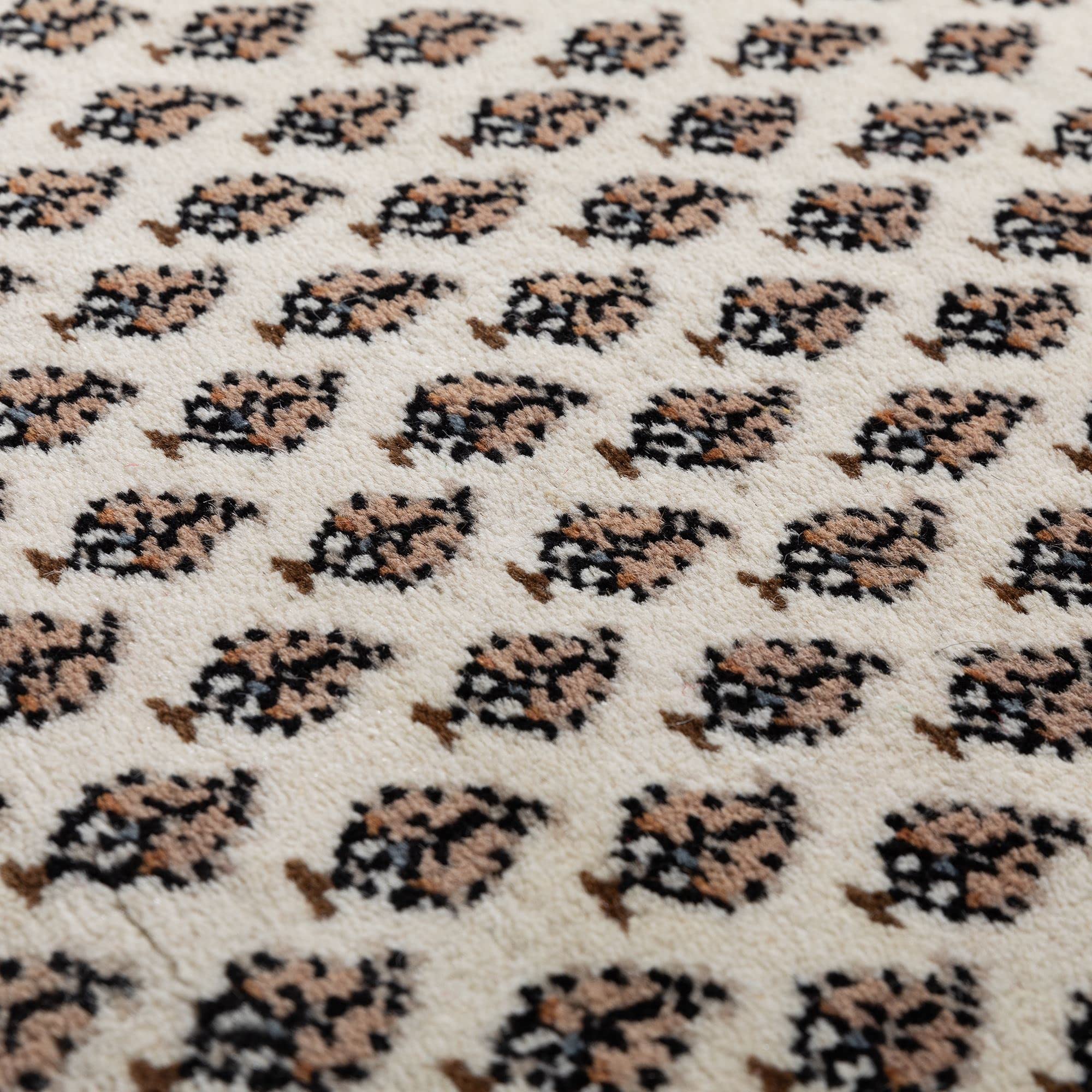 Steffensmeier Orientteppich Mir fein | Beste Schurwolle | Orientalisch | Beige, Handgeknüpft, Größe: 90x160 cm