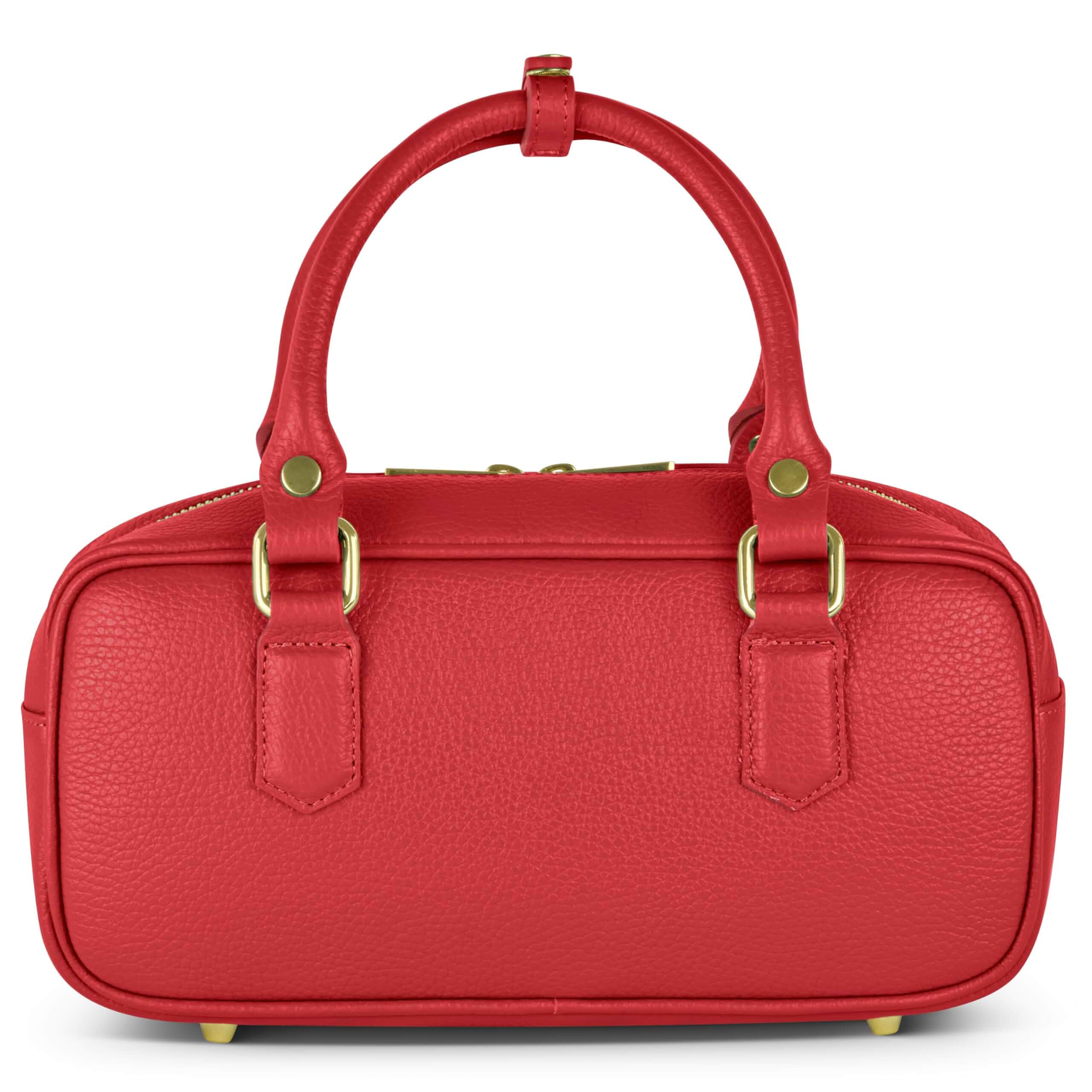 Italian Real Leather Top-Handle Crossbody Bag for Women with Rectangular Shape | Compact Structured Everyday Purse (Red)