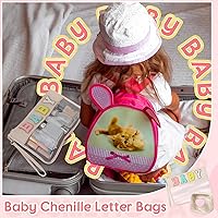 Vista 6 de Hillban Juego de 2 bolsas de bebé de chenilla, bolsas de letras de chenilla, bolsa de maquillaje, bolsa de viaje para bebé, impermeable, portátil