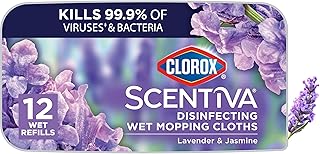 Clorox Scentiva Disinfecting Mopping Cloths, Lavender and Jasmine, 12 Wet Refills (Pack May Vary)