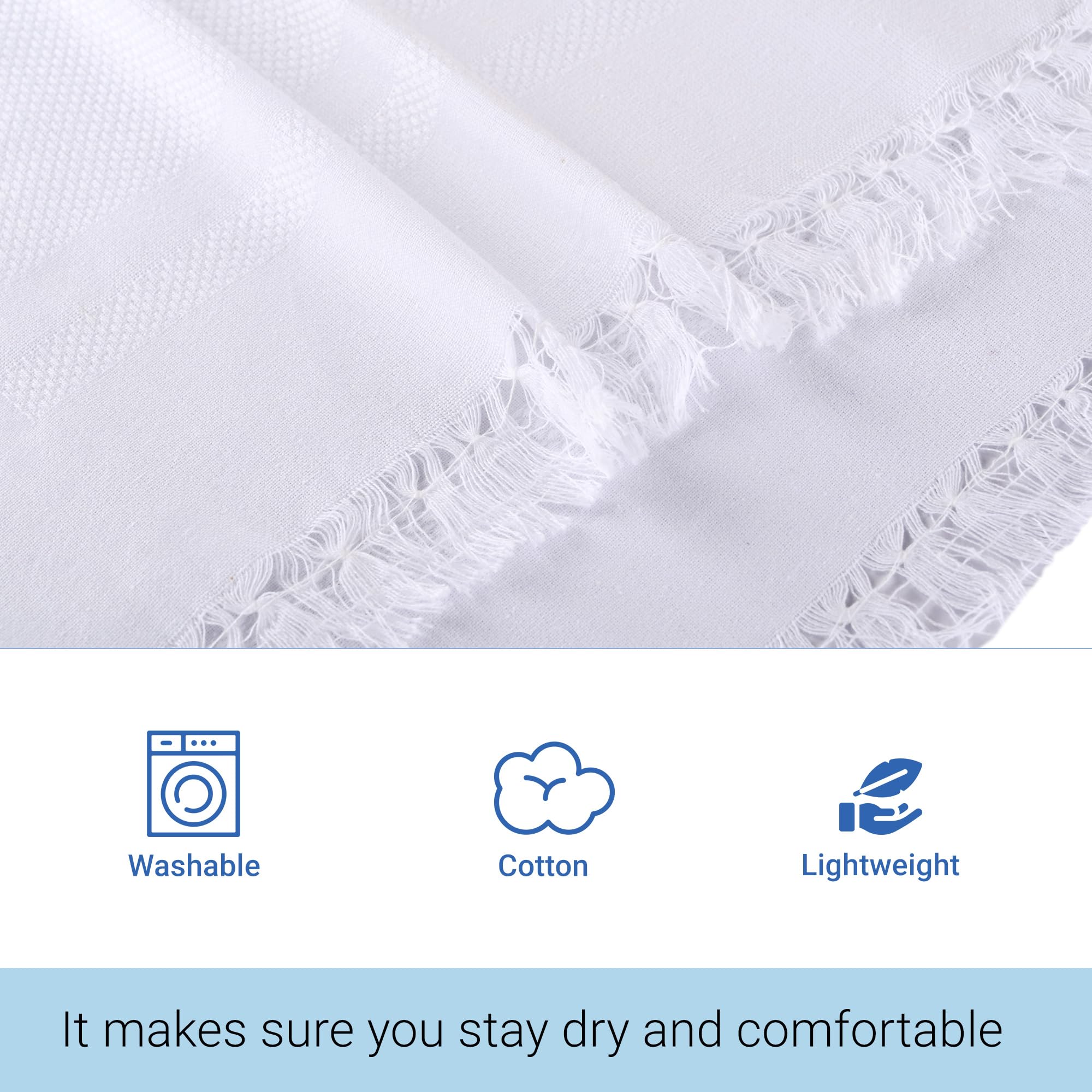 Urbane Home Pack of 6 Cotton Table Napkins for Home | Cotton Muslin Cloth & Kitchen Napkins for Roti | Tray Covers Cloth for Serving | White 3
