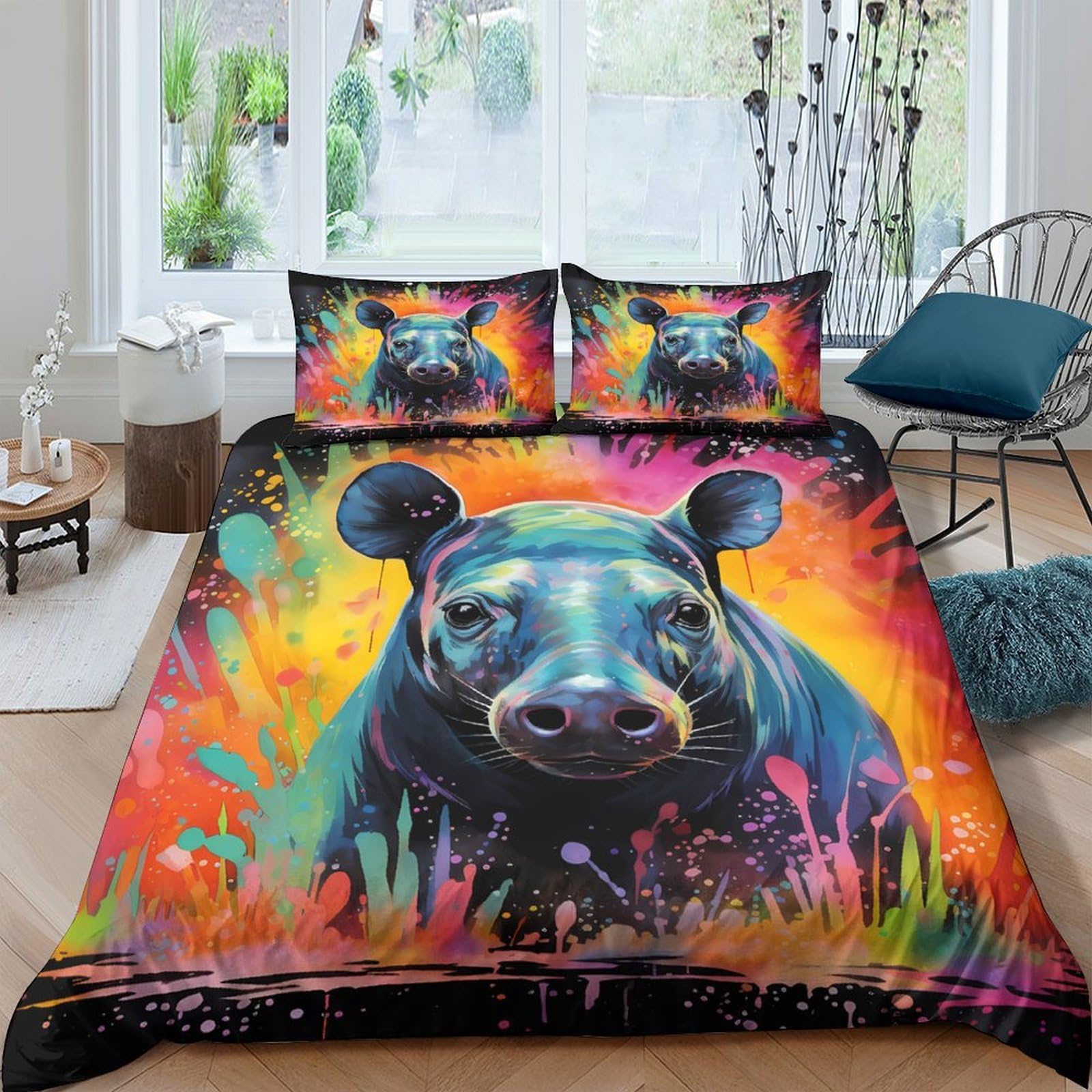 Housse de couette ours 3D linge de lit microfibre respirant lavable King 220x240
