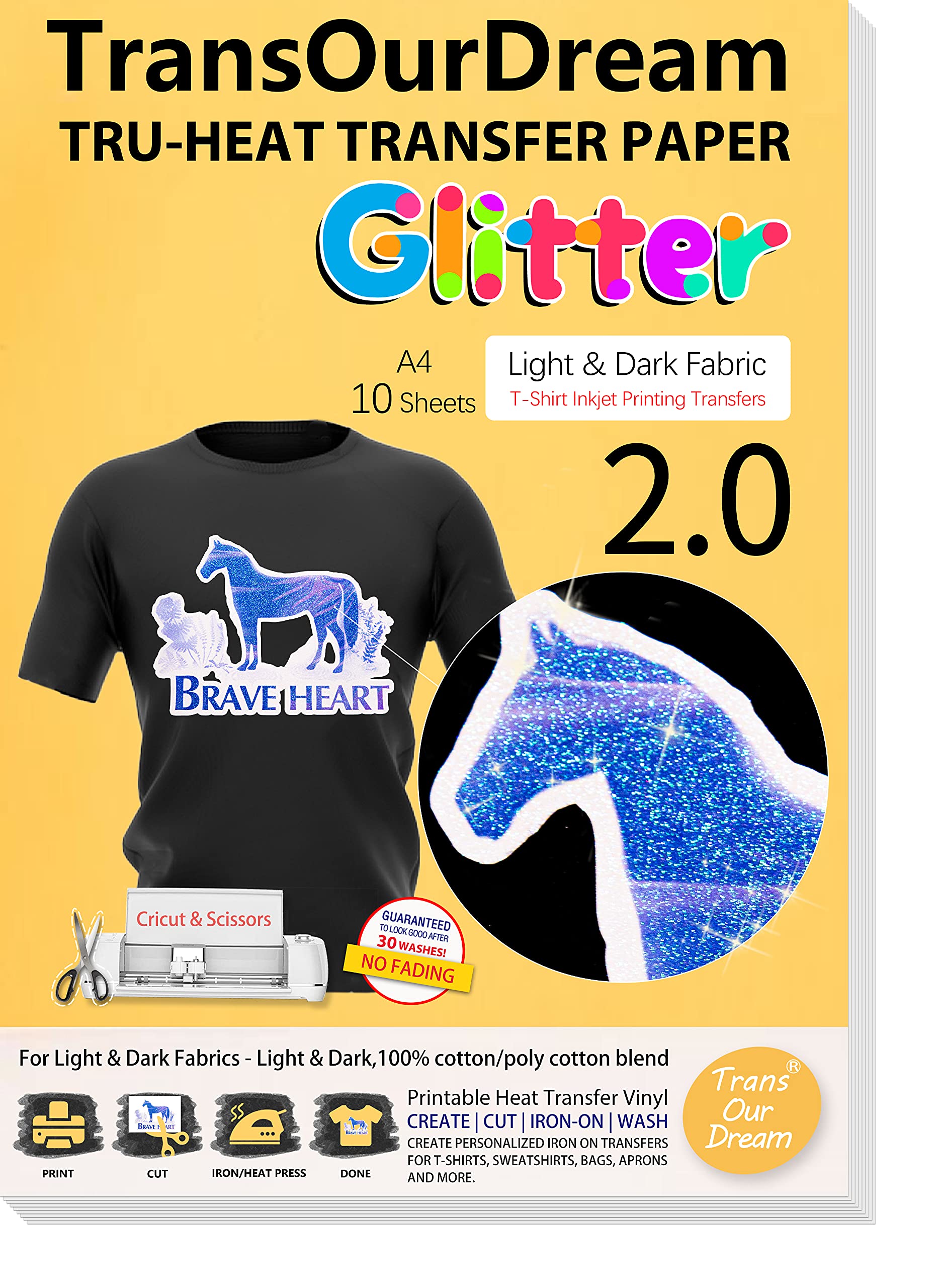 Buy TransOurDream TruGlitter Transfer Paper Inkjet Printer Printable