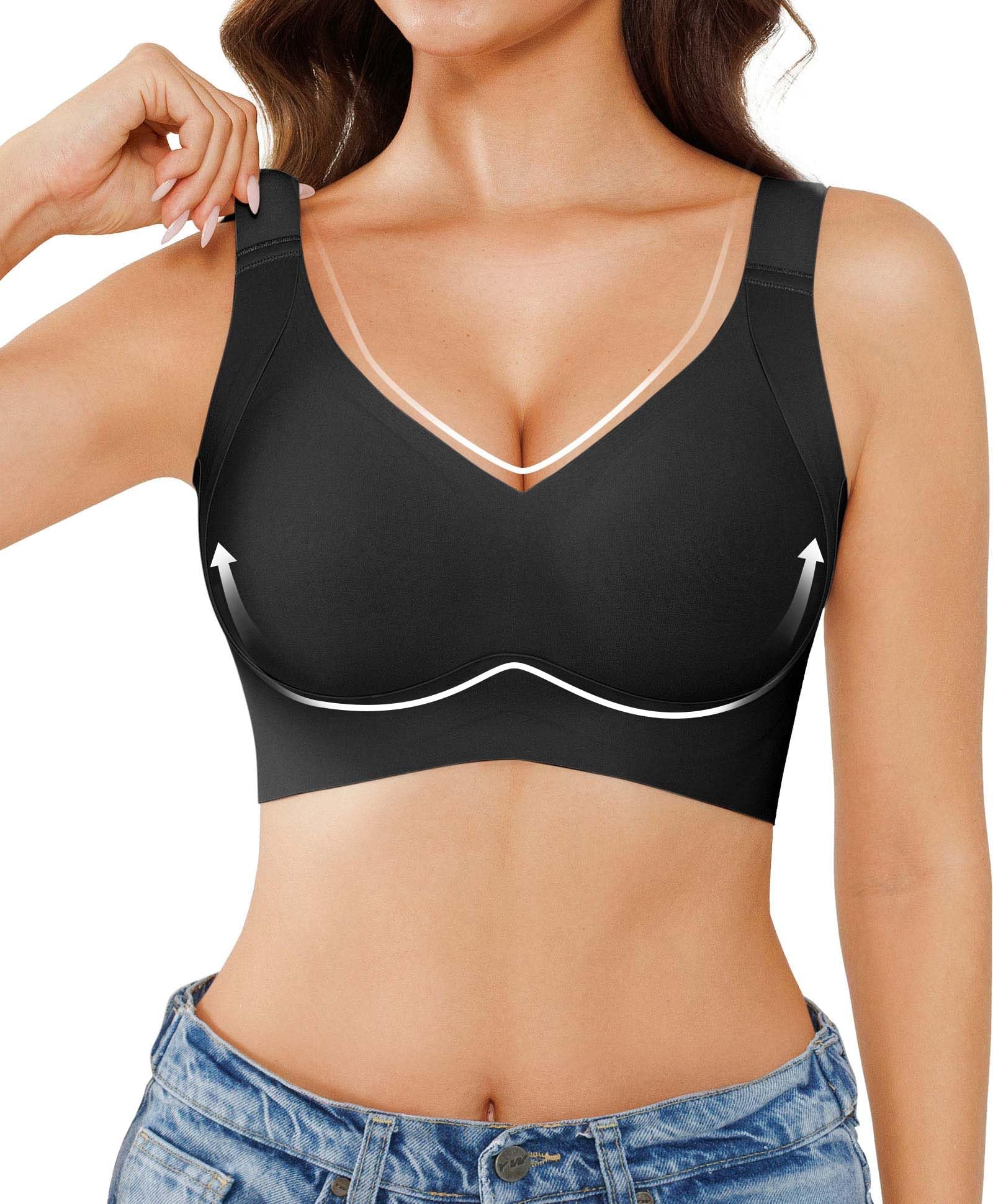 Popilush Bras for Women Wireless Seamless Full Coverage Bra No Underwire Comfy Tshirt Bralette