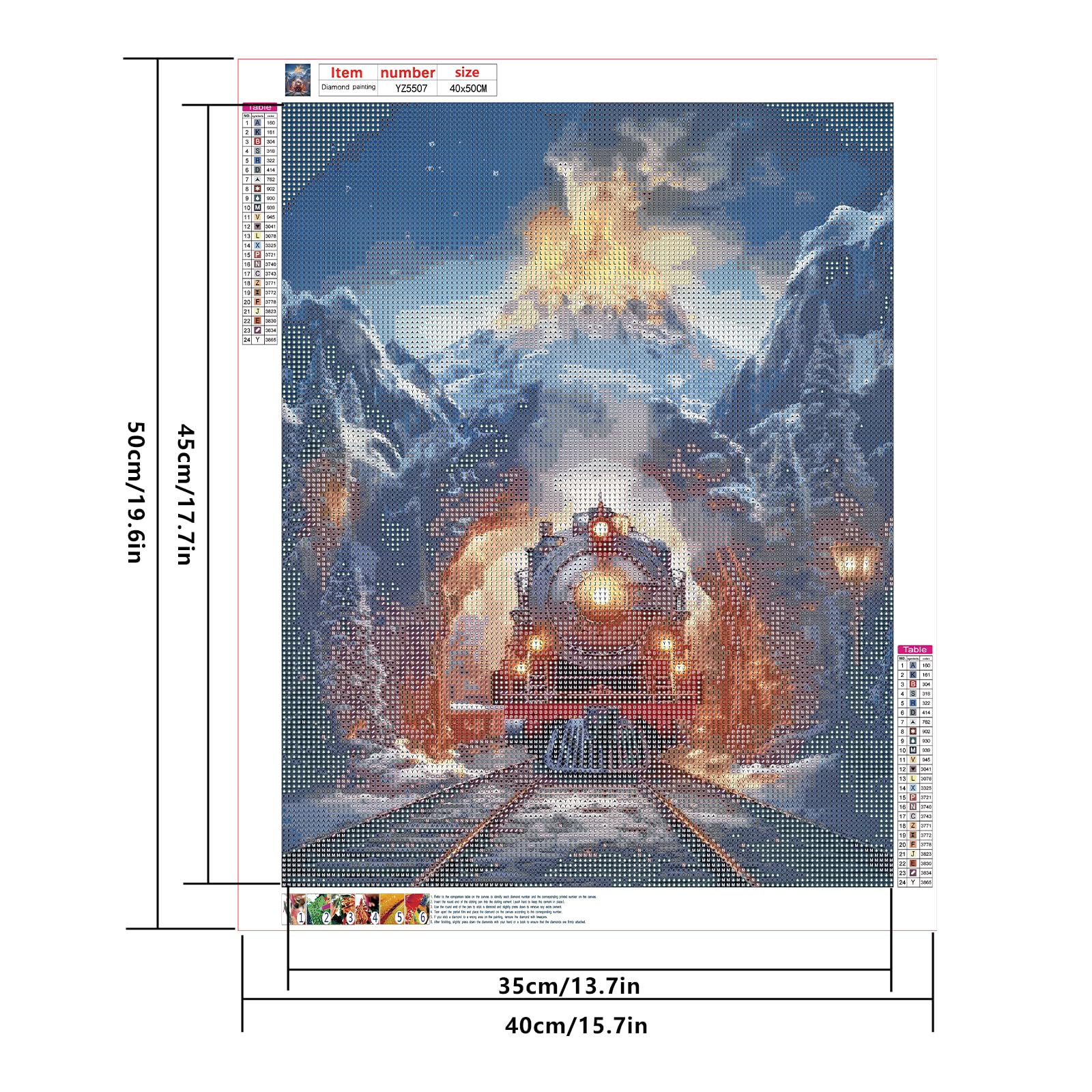 DIY Diamant Painting Kit – Verschneite Landschaft Mit Zug, 30x40 Cm, Inkl. Werkzeug