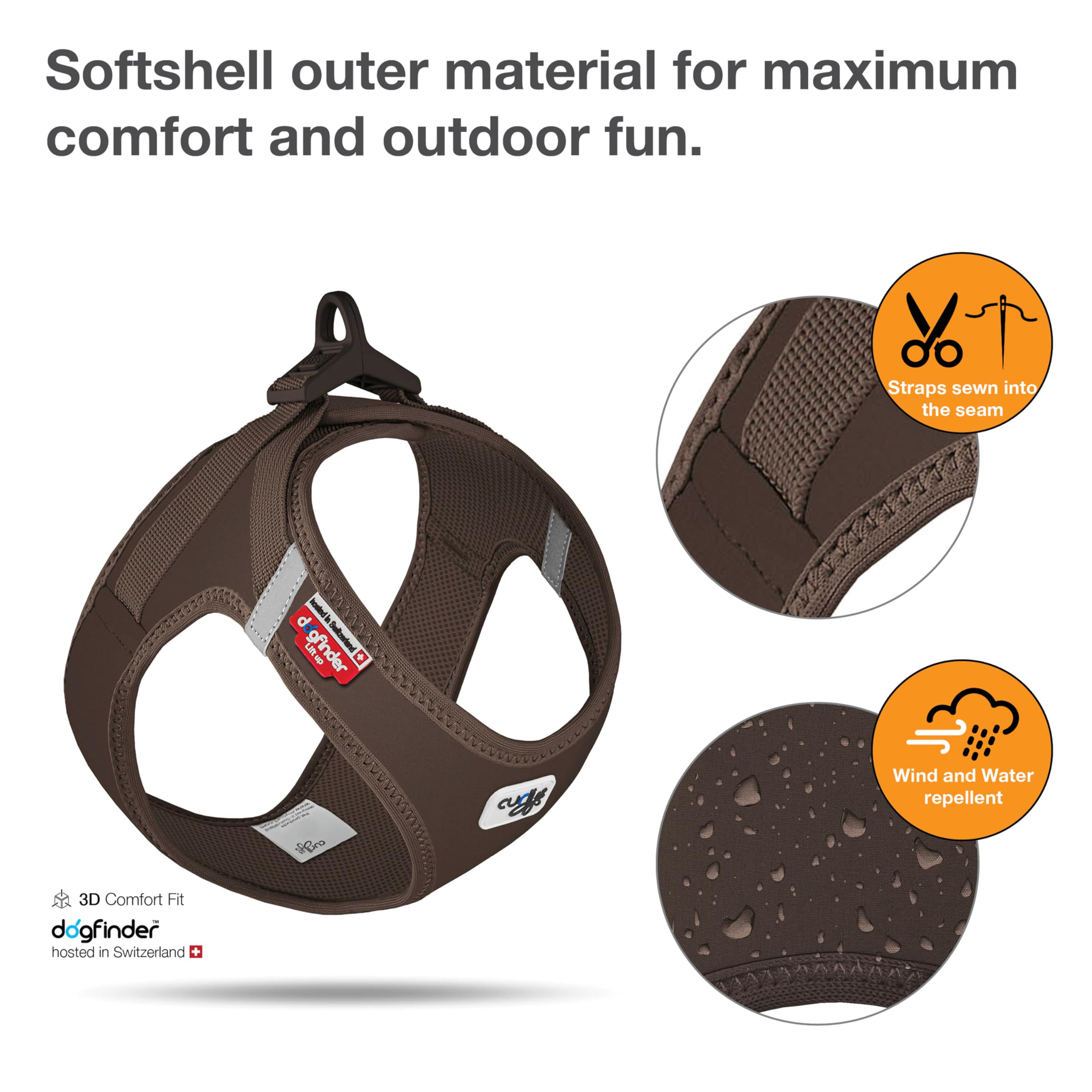 Vest Harness curli Clasp Softshell Brown 3XS - Image 2