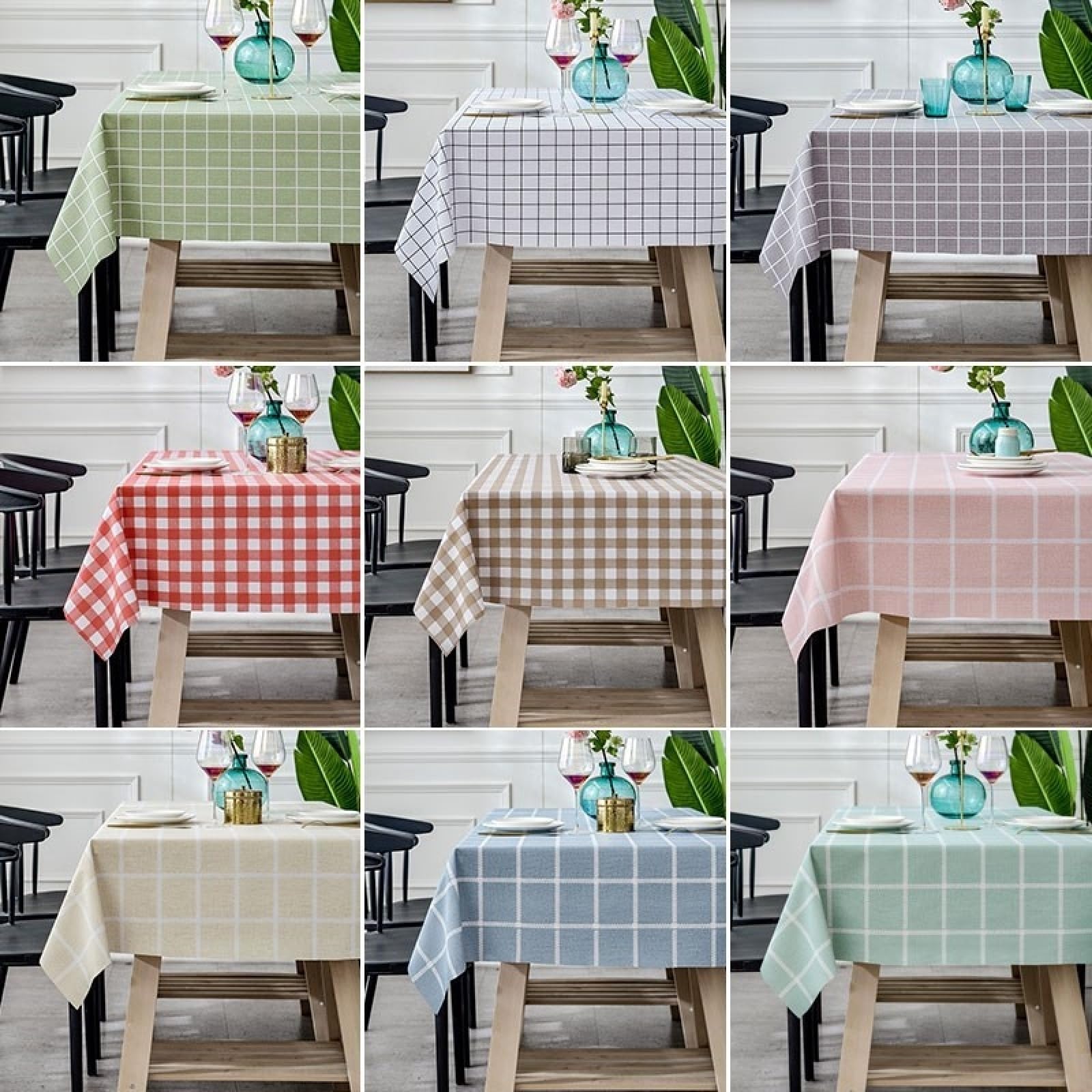 Manteles Mesa Antimanchas Impermeable Resistente Al Desgaste Duradero Nórdico o para Cocina Comedor Verde Claro 140 × 220cm