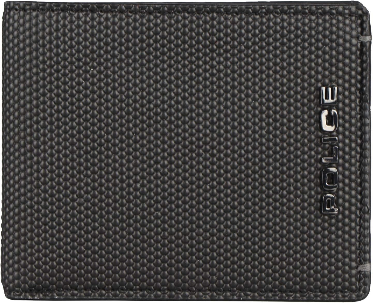 POLICEGroix Men's Leather Bi Fold Coin Wallet -Black
