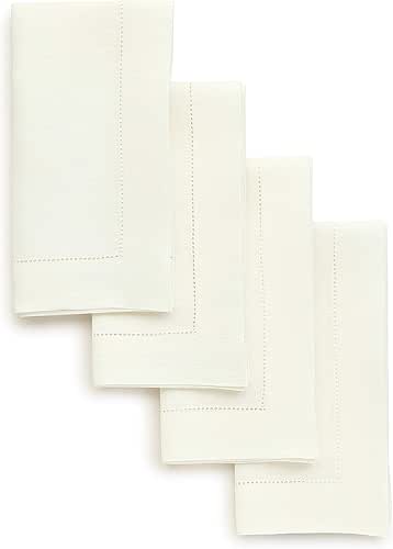 Solino Home Ivory Linen Napkins Set of 4-100% Pure Linen