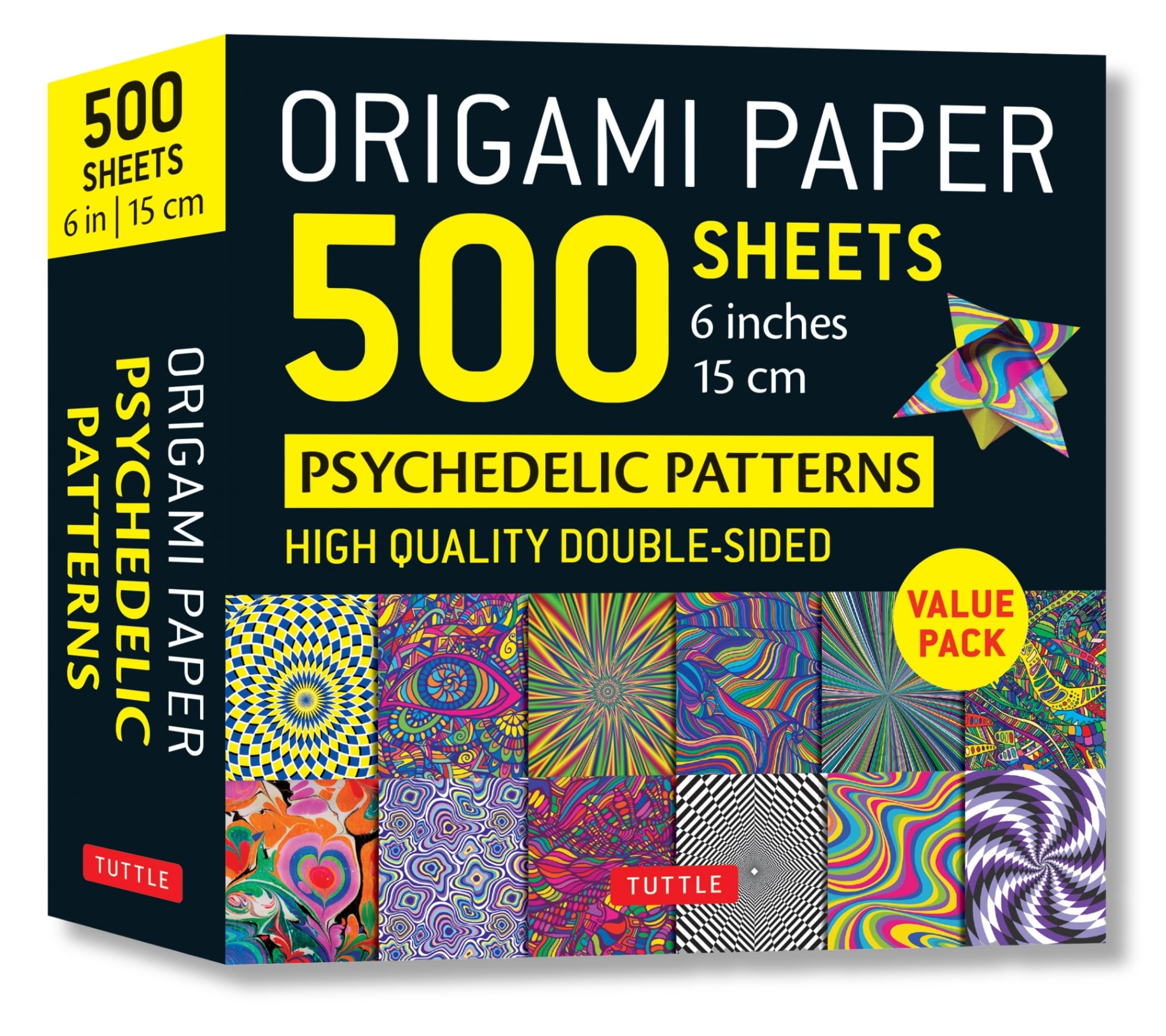 Origami Paper 500 sheets Psychedelic Patterns 6 (15 cm): Tuttle Origami Paper: Double-Sided Origami Sheets Printed with 12 Different Designs (Instructions for 5 Projects Included)