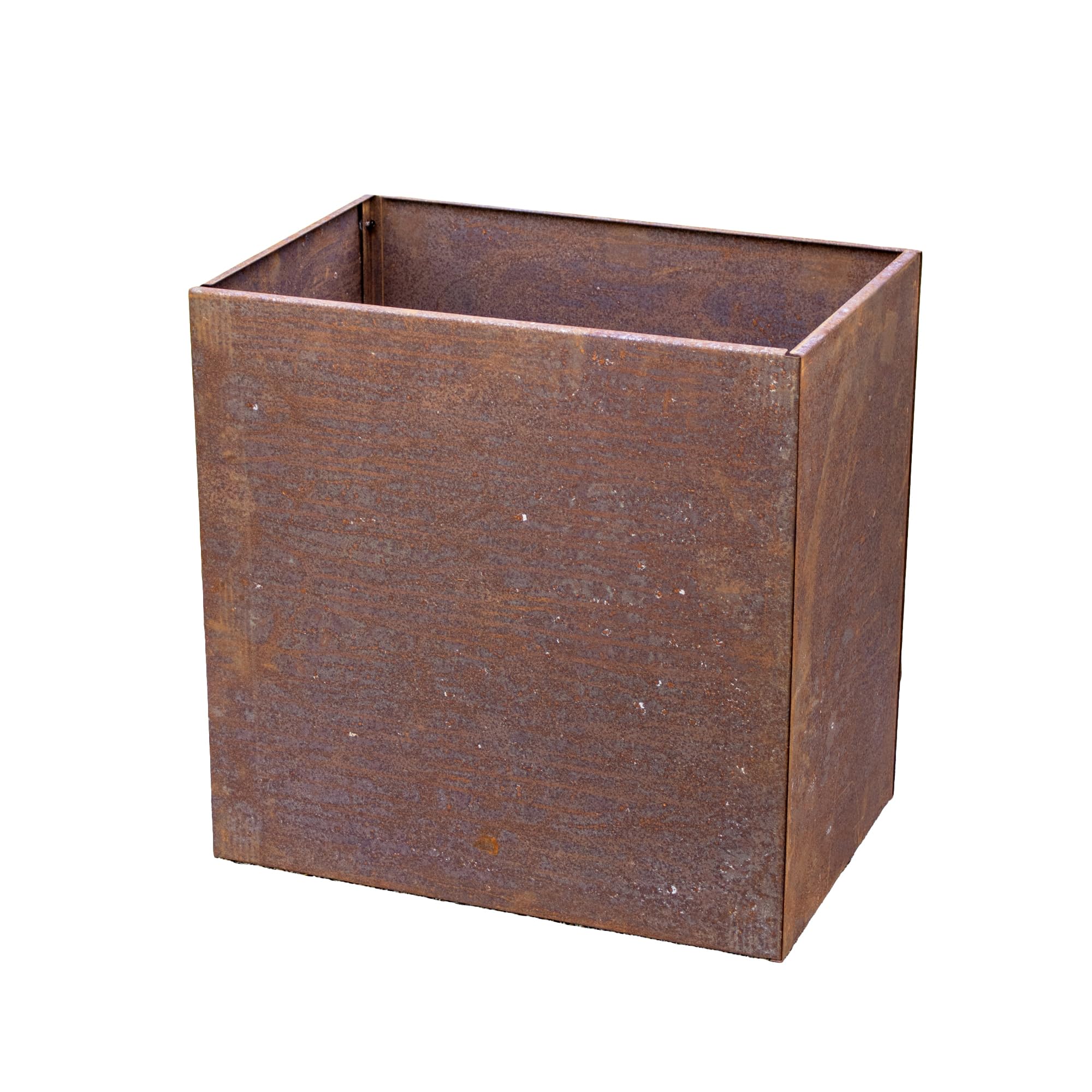 Darthome Brown High Rectangle Rusted Planter Corten Steel 58X58x38cm Tall Garden Tree Flower Bed Plant Pot