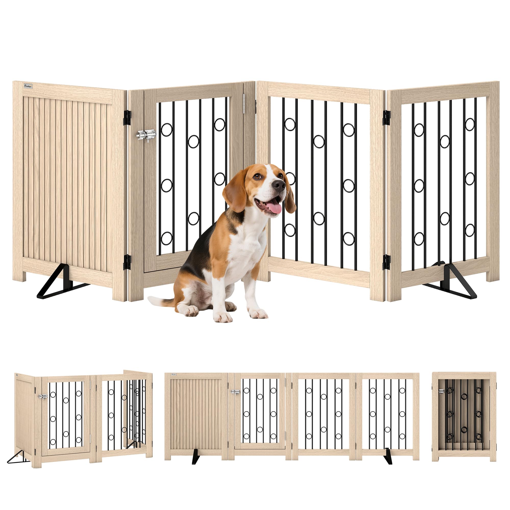 PawHut Recinto barriera per cani autoportante pieghevole 70 x 205 cm con porta e serratura