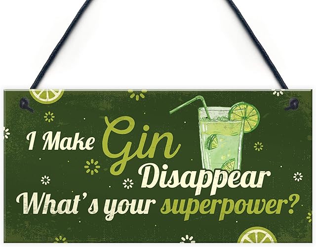 RED OCEAN Novelty Funny Make Gin Disappear Alcohol Gift Man Cave Home Bar Hanging Plaque Pub Sign Gift