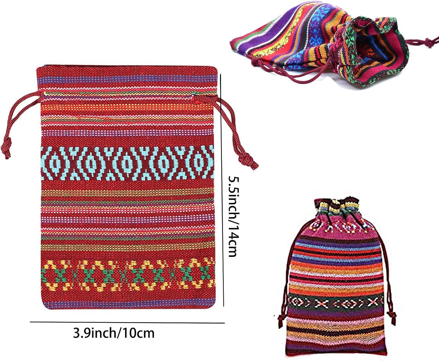 30 Pack Mexican Fiesta Mini Drawstring Gift Bag Egyptian Style Jewelry Coin Pouches Cotton Linen Muslin Burlap Bags for Candy Mexican Themed Fiesta Loteria Party Decorations