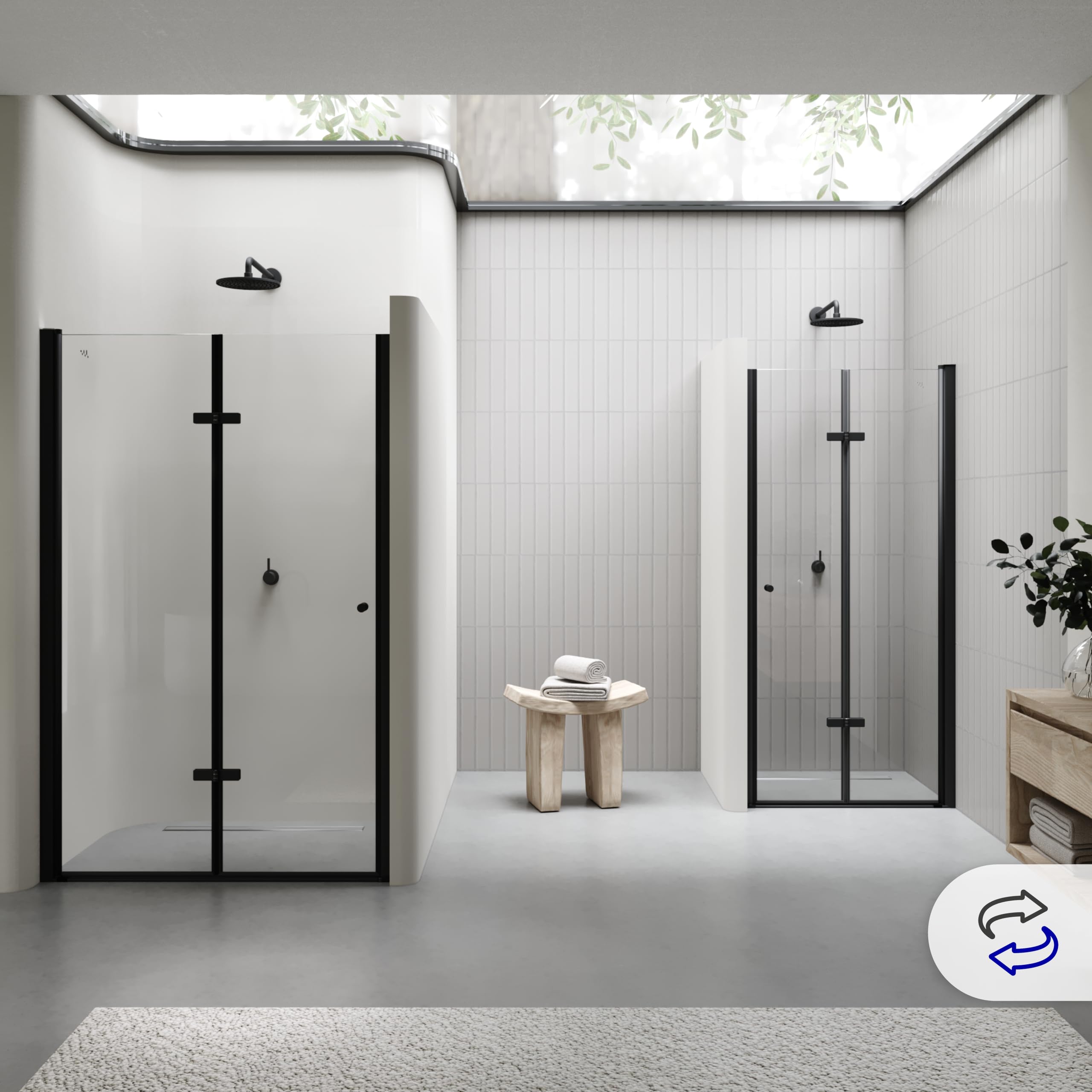 Moments of Glass Mampara de ducha puerta plegable rango de ajuste de 72-75,5 cm altura: 195 cm de cristal transparente templado de seguridad de 6 mm perfiles de aluminio negro - DK822