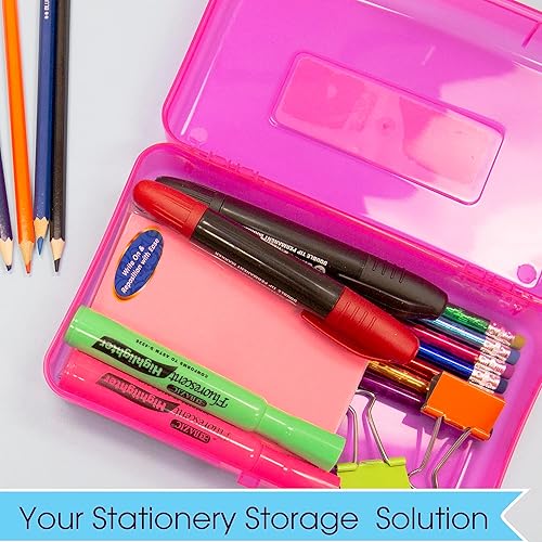 Miniatura 2 de BAZIC - Estuche de plástico para lápices, color brillante, organizador multiusos para bolígrafos, lápices, paquete de 4