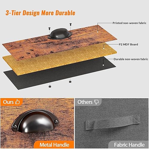 Miniatura 4 de LINGMI Mesitas de noche modernas, mesitas de noche con cajón y estante de almacenamiento para sala de estar, dormitorio, marco de metal industrial,