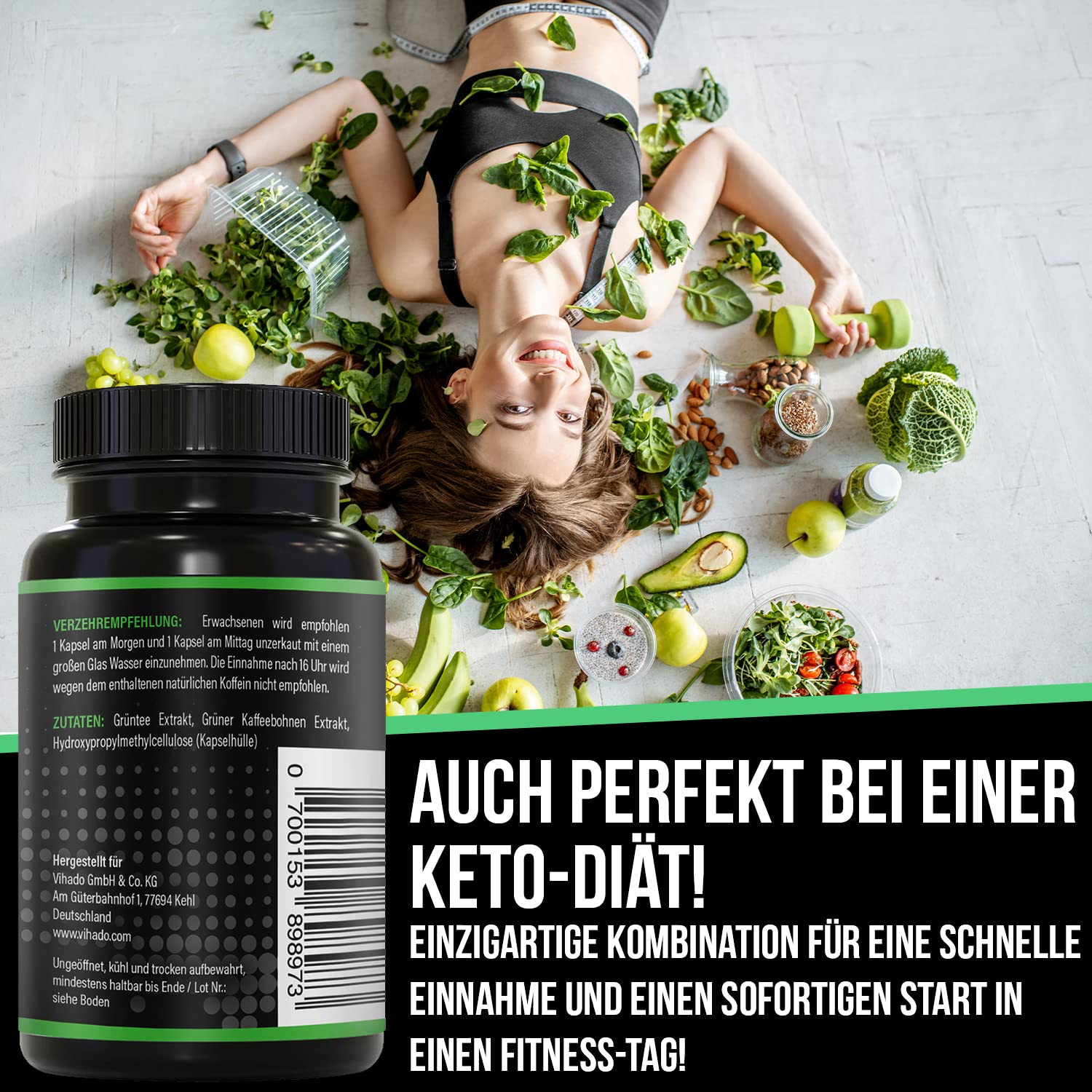 BRNR GREEN BRNR - Grüntee Extrakt hochdosiert 120 Kapseln mit extra viel EGCG + Polyphenole, Green Tea Kapseln, Grüner Kaffee Extrakt, 120 Kapseln