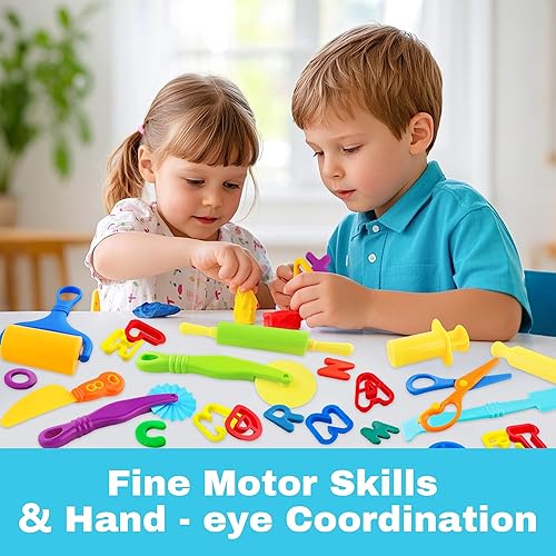 Miniatura 4 de 35 herramientas de masa para niños, accesorios de arcilla con rodillos, cortadores de cartas, rodillo, tijeras de seguridad, cuchillo de plástico