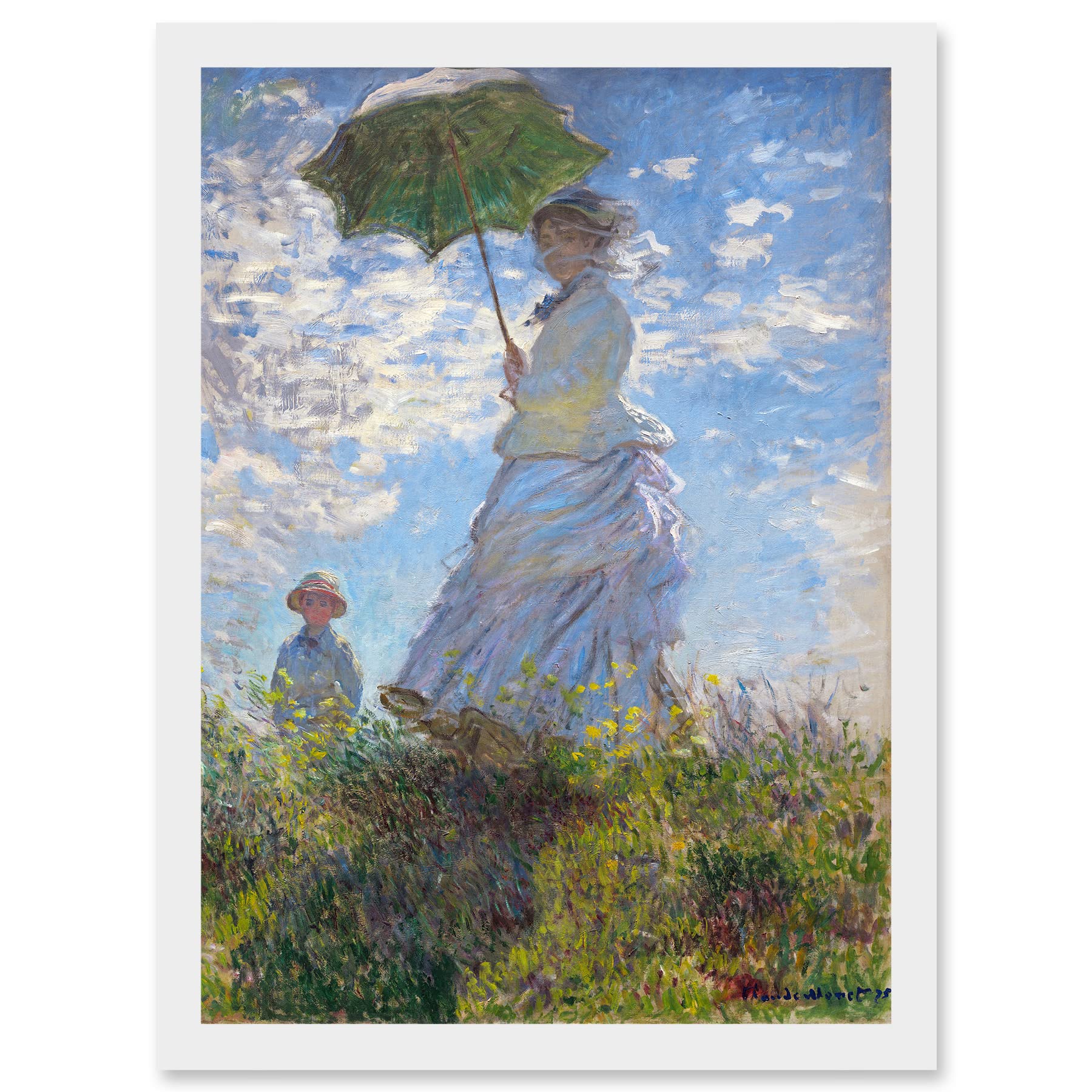 Artery8 Claude Monet Woman With Parasol Madame Monet And Son Painting Artwork Framed Wall Art Print A4