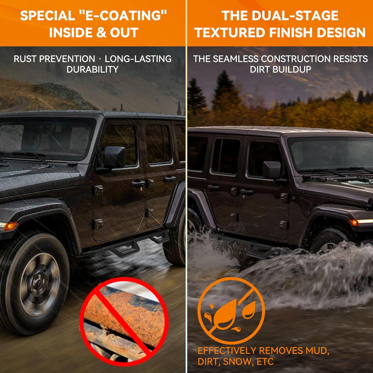 Running Boards Compatible with Jeep Wrangler JL 4 Doors 2018-2025,Drop Down Side Steps 5.3'' Anti-Slip Step Off-Road Heavy Duty Carbon Steel Side Rail Step Bars