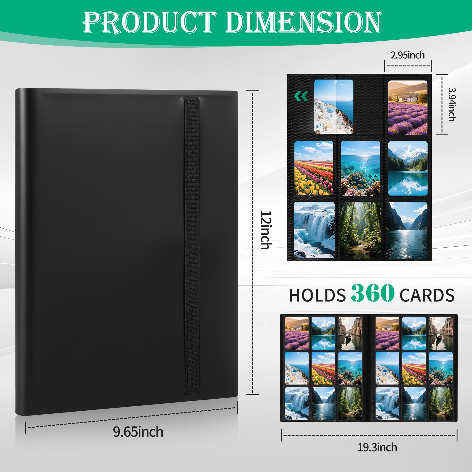 Raccoglitore Carte da Collezione di Giochi, Album Carte Collezionabili, Album Trasparente Impermeabile, per Pokémon, Yu-Gi-Oh, Mtg, Carte da Sport (360 Pockets)