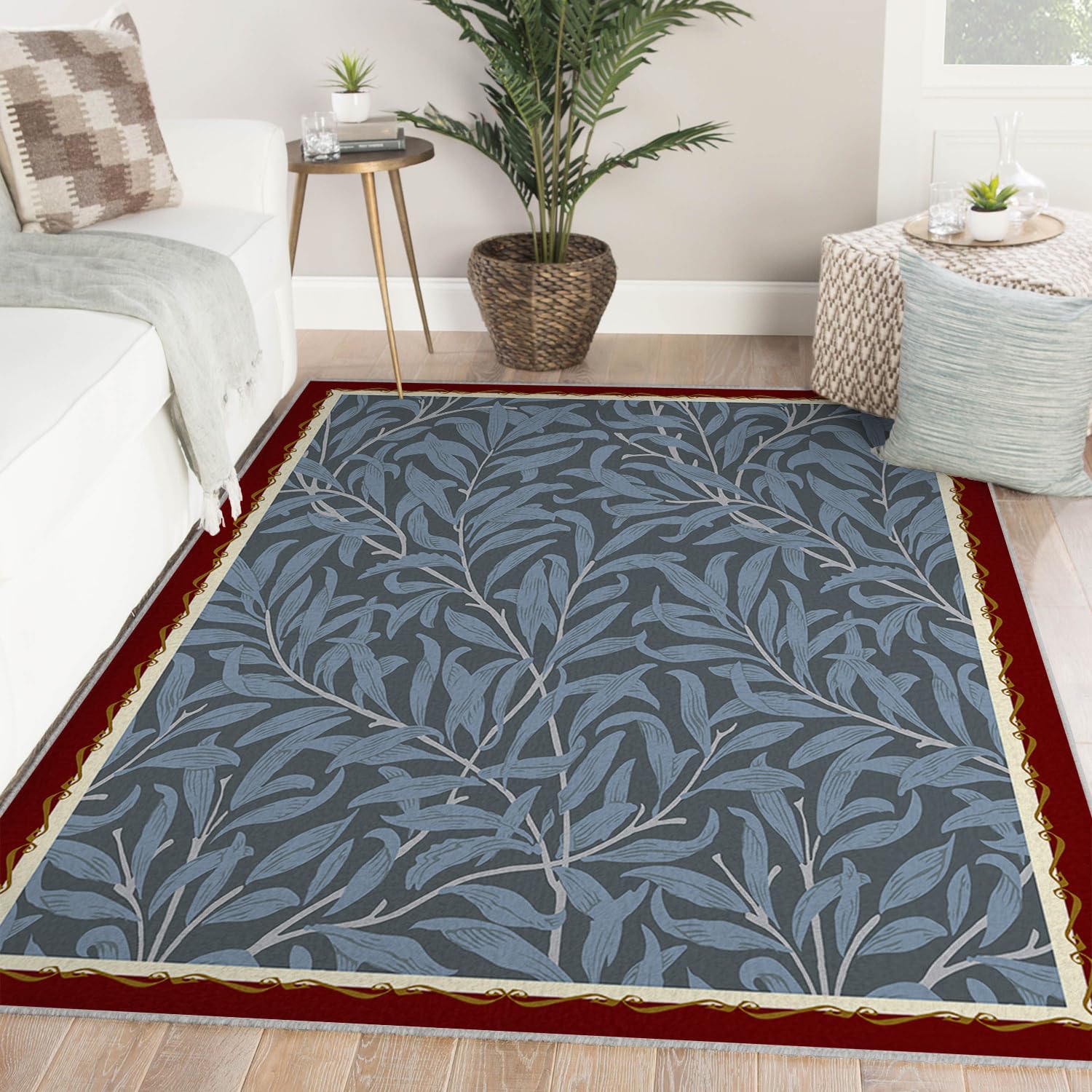 Tapis lavable en machine bleu 160x230cm antidérapant doux