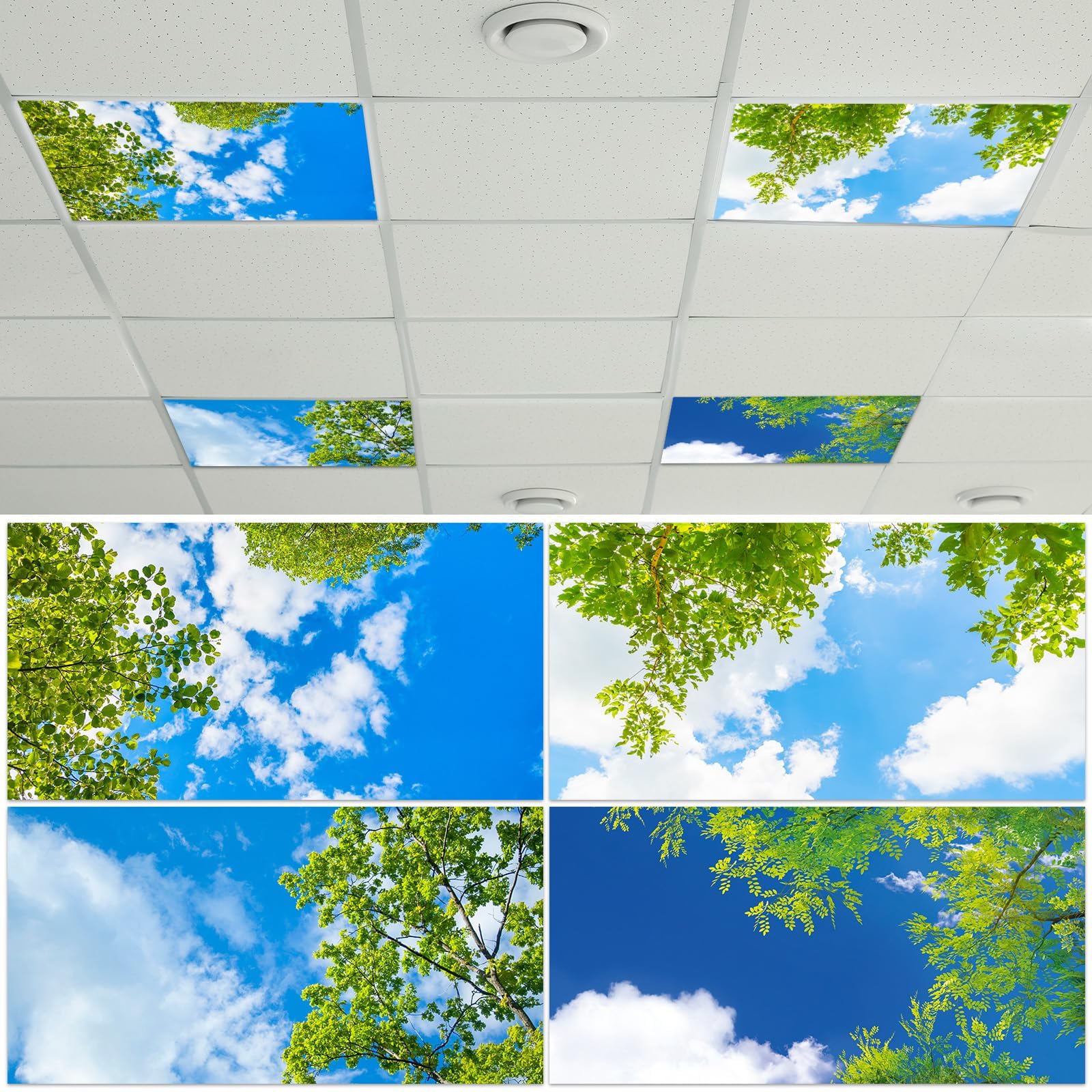 4 Pcs Fluorescent Light Covers with 40 Magnets Decorative for Classroom Ceiling Light 4 x 2 Feet Magnetic Light Covers Filter Easy Install for Office