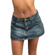 EMMIOL Jean Skirts for Women Mid Rise Summer Denim Skirt with Undershorts | Trendy Y2k Clothes Cotton-blend Denim Mini Skirt with Built-in Undershorts, Parties, Festivals, Dates, Vacations