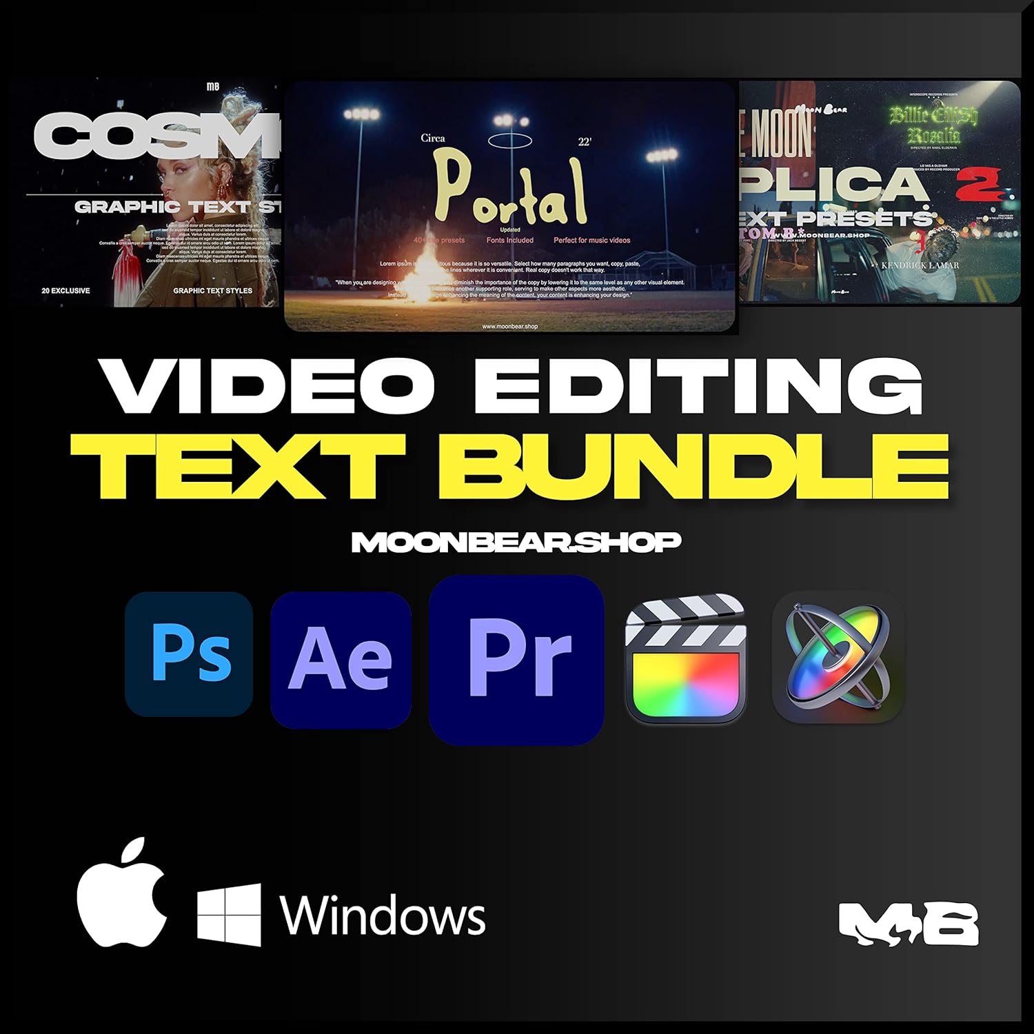 Video Editing Text Bundle FCPX, Adobe Premiere,