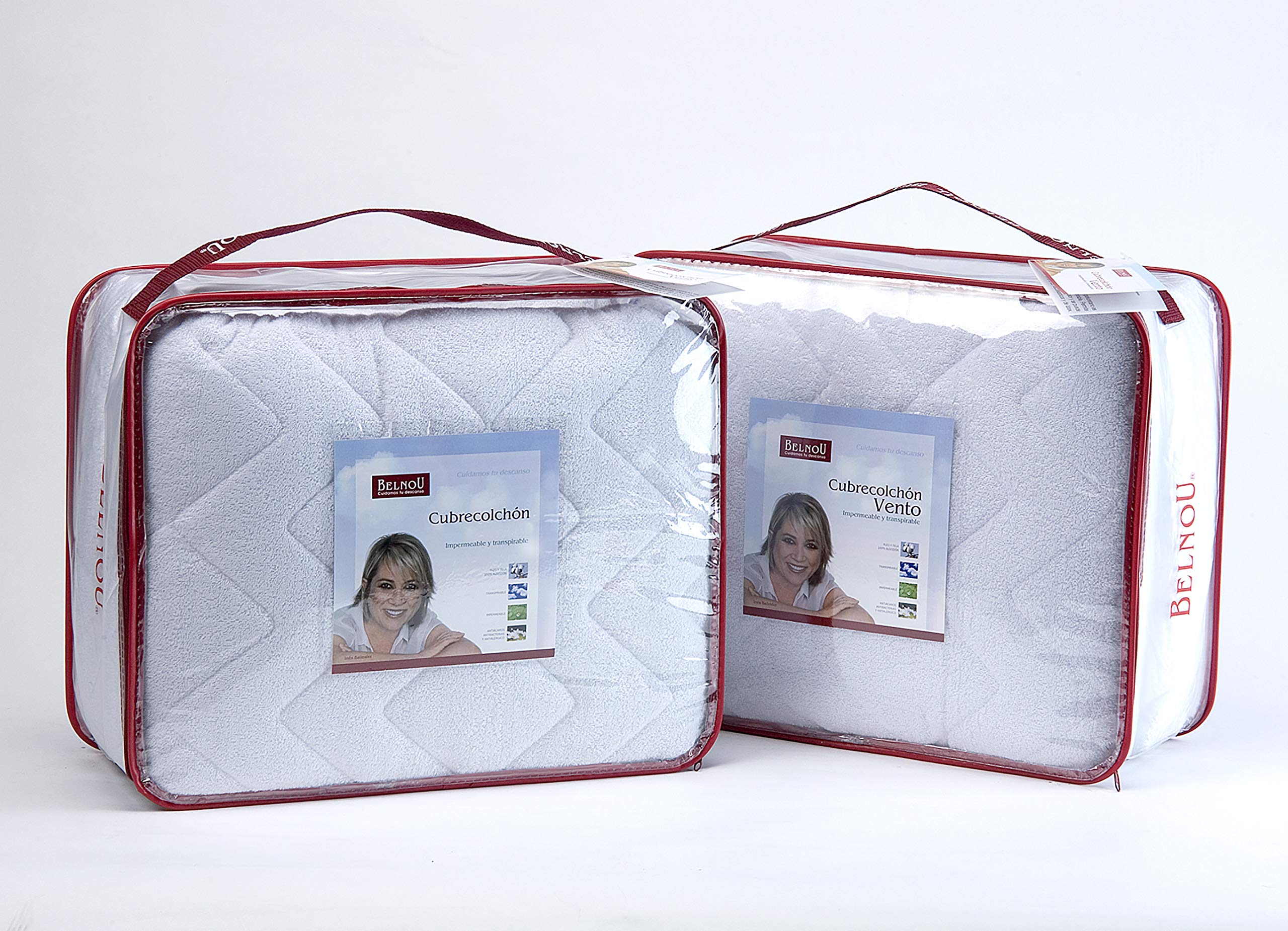 Belnou Protector de Colchon Transpirable. Fundas Colchon Acolchado. Cubre Colchon Protector Colchon Sobrecolchon. Reversible Invierno Verano. Marriot. Cama 150 x 190 cm