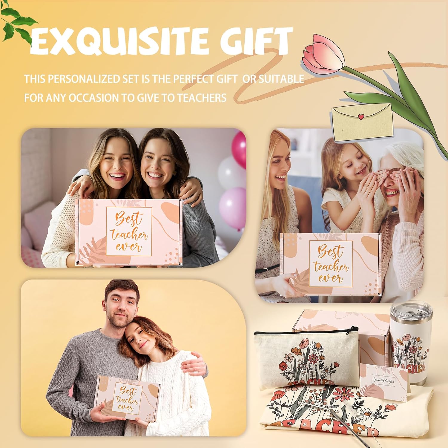 DHQH Teacher Appreciation Gift Set: 20oz Insulated Tumbler & Canvas Tote Bag Box for Women Educators -Birthday, Thank You, Holiday Presents - Image 6