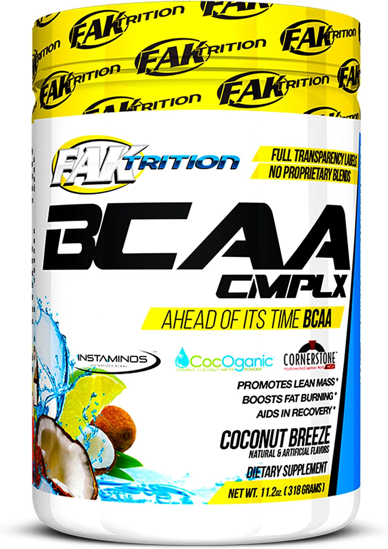 BCAA Complex - Coconut Breeze - Instaminos- Cocoganic - Organic - Fat Burning - Cornerstone - 318 Grams - Faktrition - Made in The USA