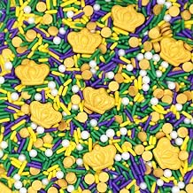 Sentovac Purple Yellow Green Sprinkles Mardi Gras Day Edible Jimmies Gold King Sprinkle for Cake Decorating Candy Cupcake Cake Topper Cookie Baking Decorations Supplies