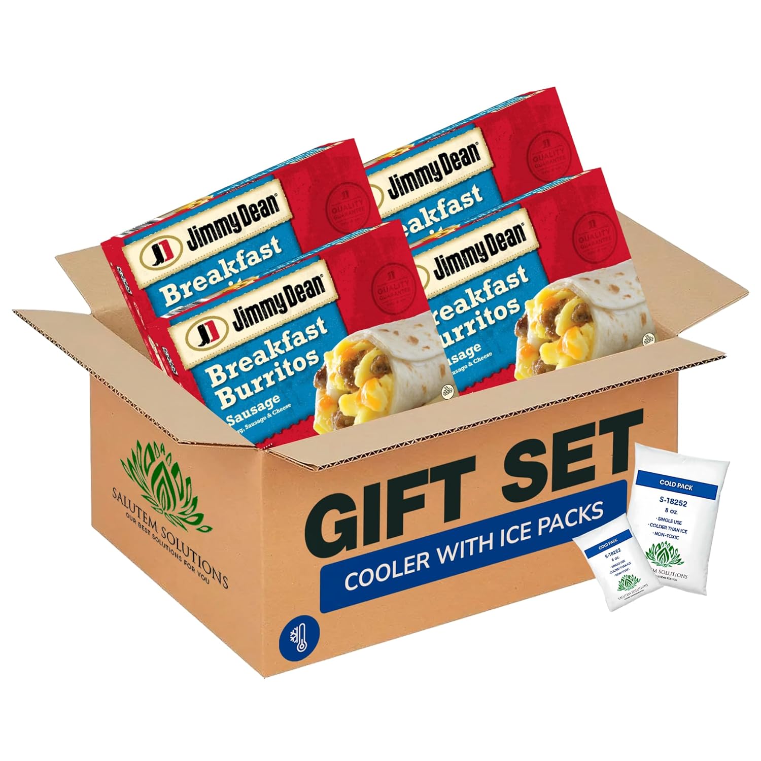 Salutem Vita Sausage Breakfast Burritos Frozen Gift Set, 1.1 lbs Pack of 4 - Jimmy Dean Style Quick Microwave Meals