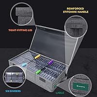 Vista 3 de Caja de almacenamiento de cinta de casete, práctico soporte de cinta de casete de 16.34 x 9.25 x 3.54 pulgadas, estante de casetes con tapas