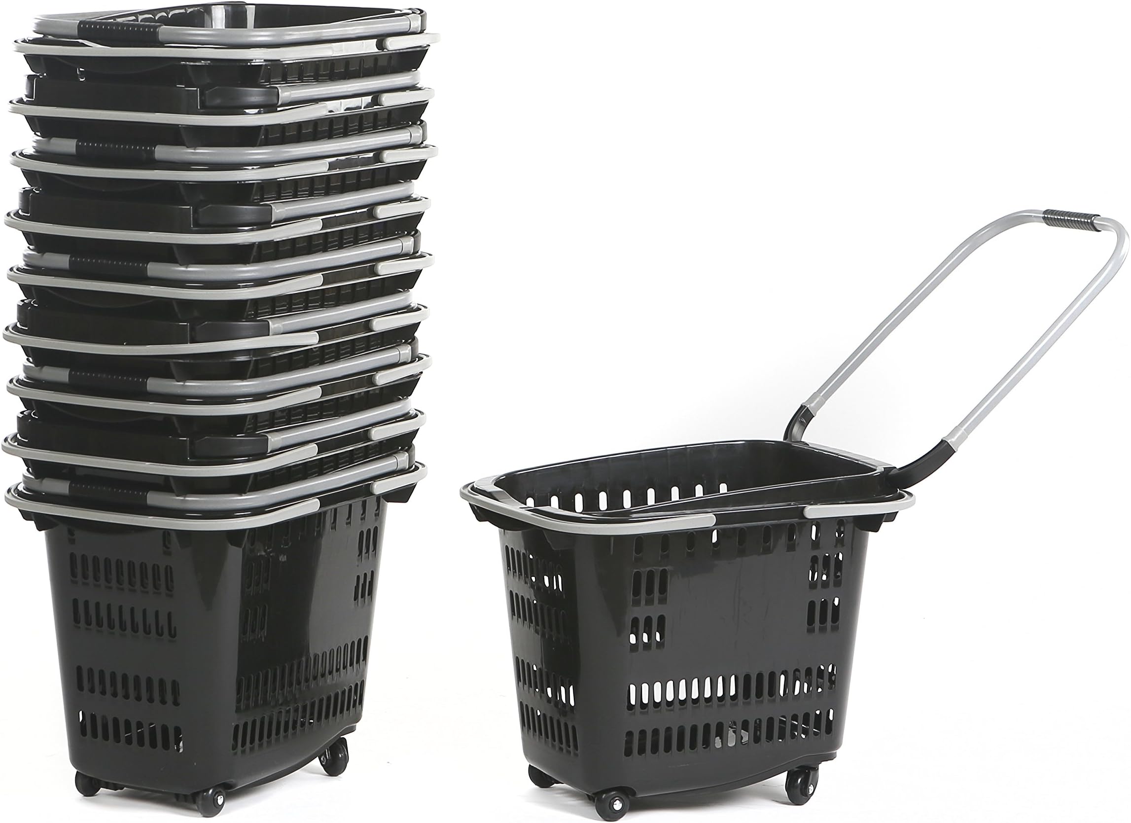 TB42-B Rolling Basket with 4 Wheels, 40 L, Black