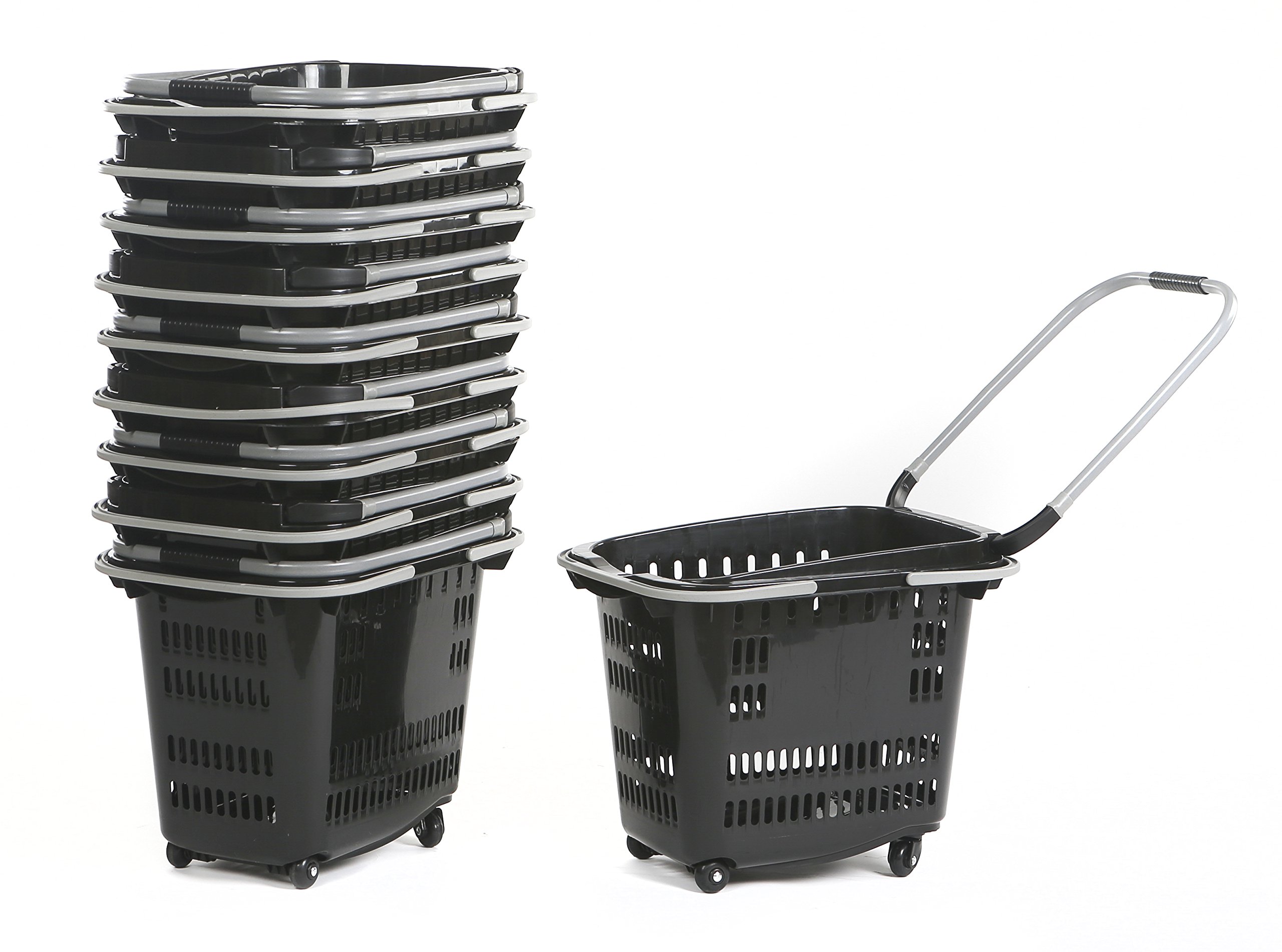 TB42-B Rolling Basket with 4 Wheels, 40 L, Black