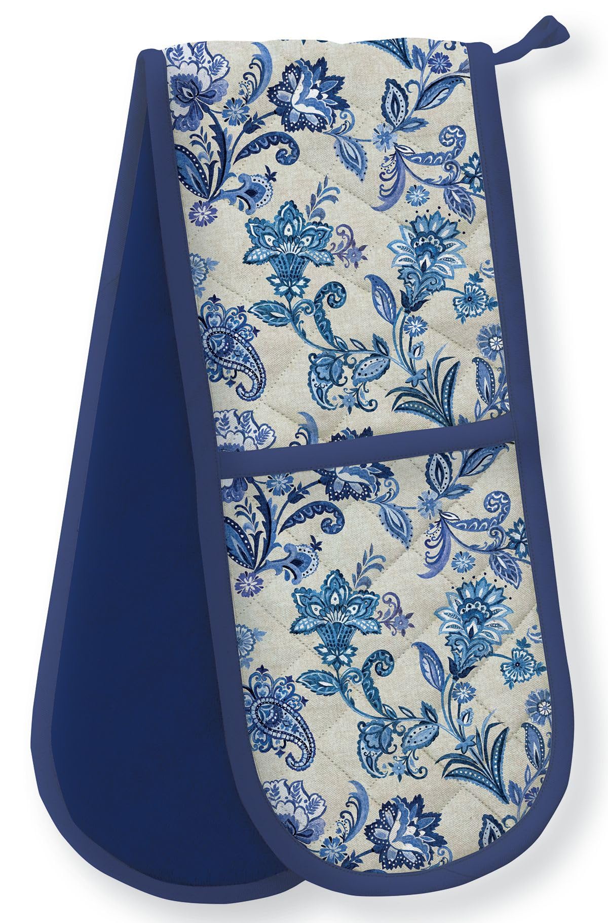 Museums & Galleries Double Oven Gloves - 'Blue Paisley' Design by Matthew Williamson - Organic Cotton - Stylish Home Accessory