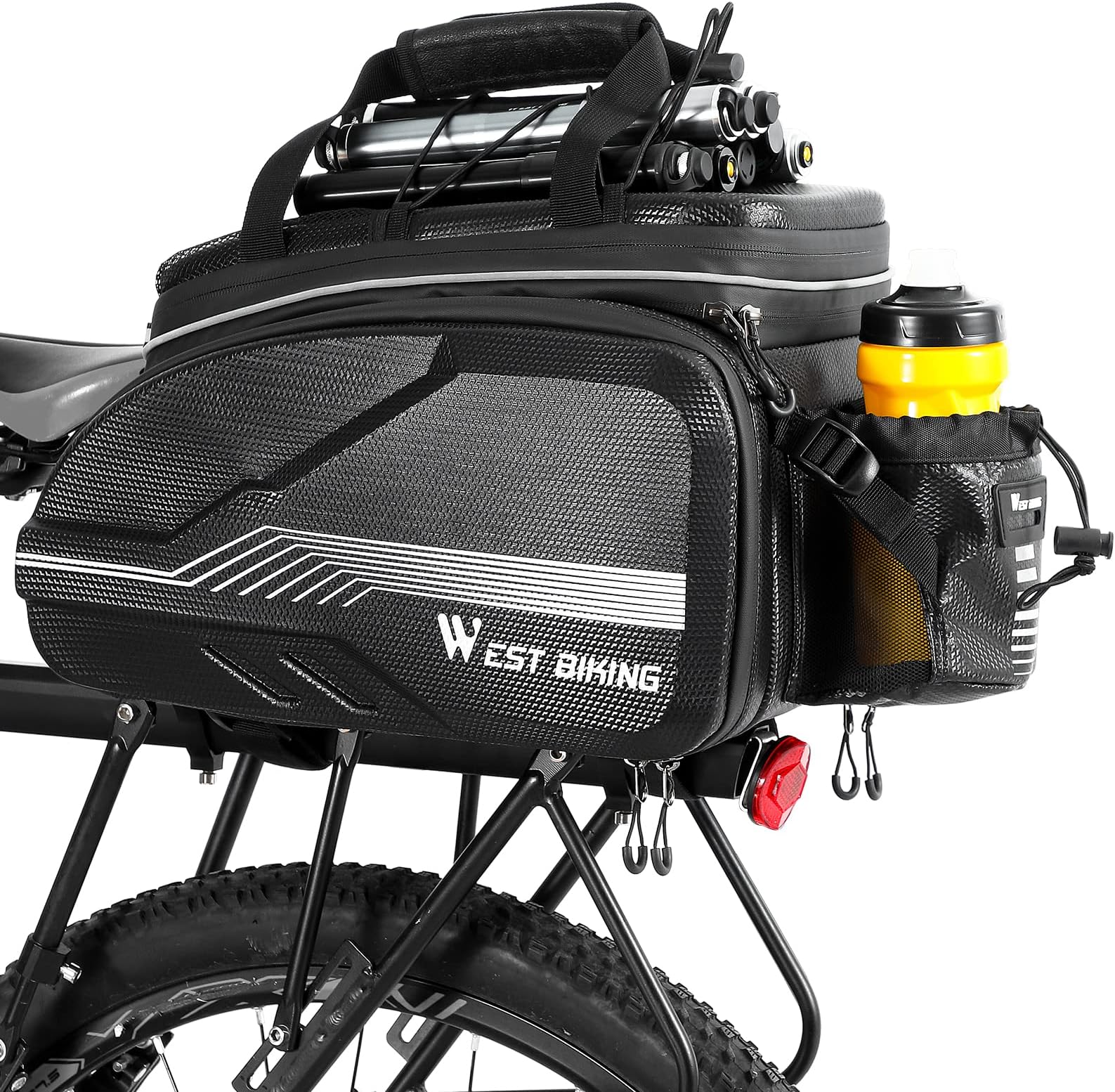 Bike Bags for Bicycles Rear Rack,Waterproof Bike Seat Saddle Panniers Bag,Bicycle Cargo Trunk Storage Carrier Bag with 25L-45L,Luggage Bag with Shoulder Strap,Rain Cover and Cup Holder