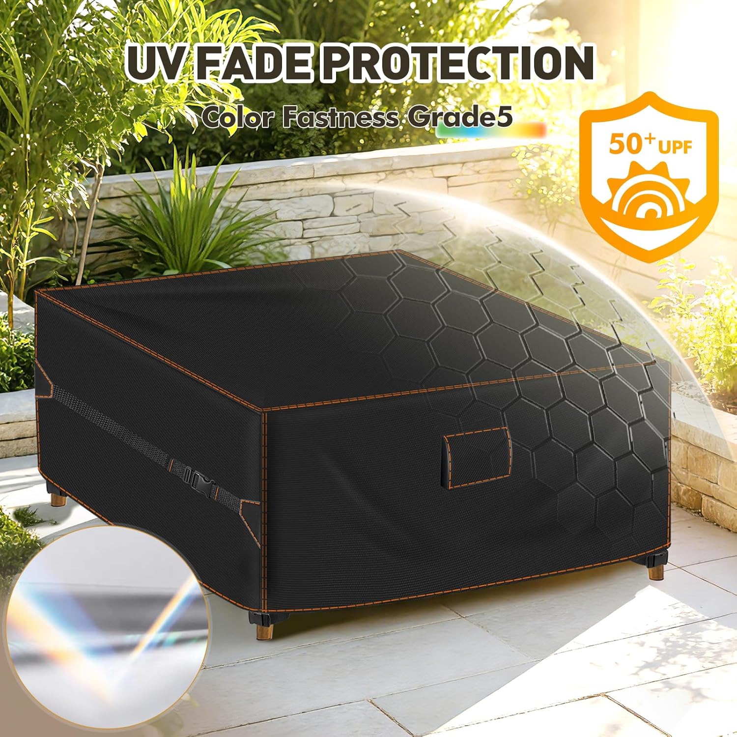 SUNICO Patio Furniture Set Cover 60" W x 60" D x 28" H, 420D Waterproof Outdoor Furniture Cover Fit Patio Furniture Outdoor Loveseat or 2 Chairs and Table Set, Triple Windproof and Anti-UV, Black