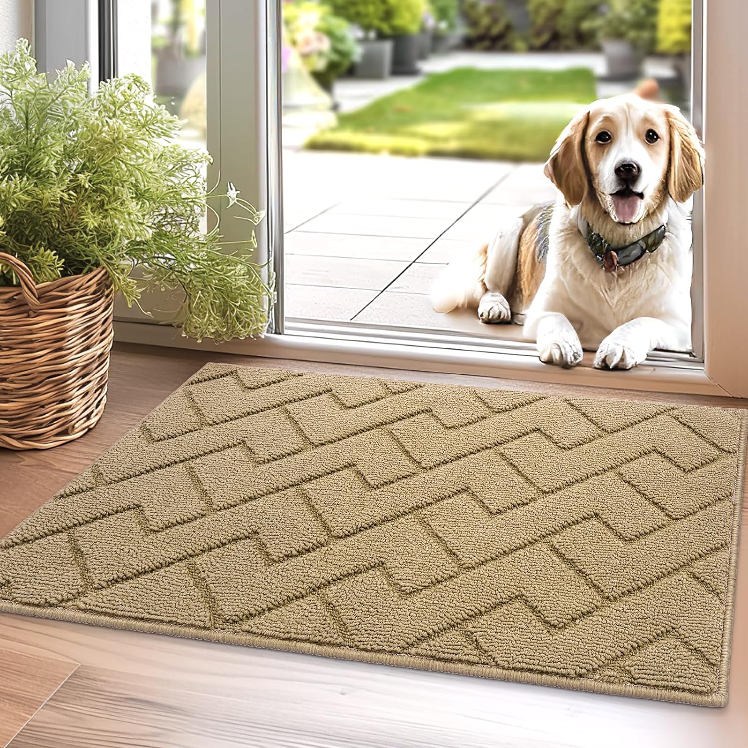 Biscpro Kitchen Rugs, Kitchen Mats, 50 x 80 cm, Non-Slip, Washable Kitchen Floor Mat, Kitchen Mats, Comfortable, Easy Care for Kitchen, Doormat, Bath Mat, Coffee