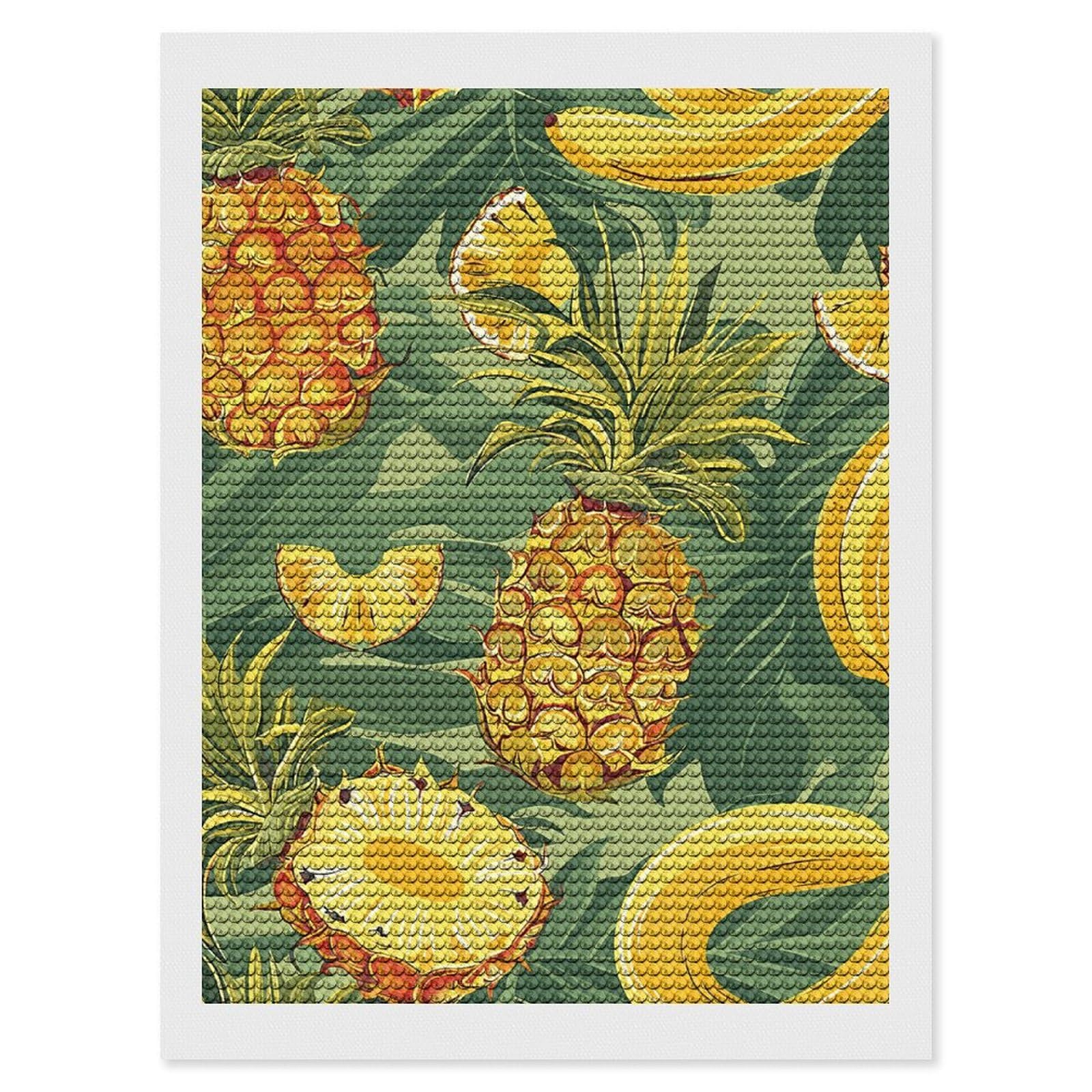NONHAI Diamond Painting Kits for Adults - DIY Diamond Art Kits for Beginners - Full 5D Paint Drill Diamond Dots Paintings- Pineapple and Banana Diamonds Pictures Gem Art and Craft Wall Decor 12"x16"
