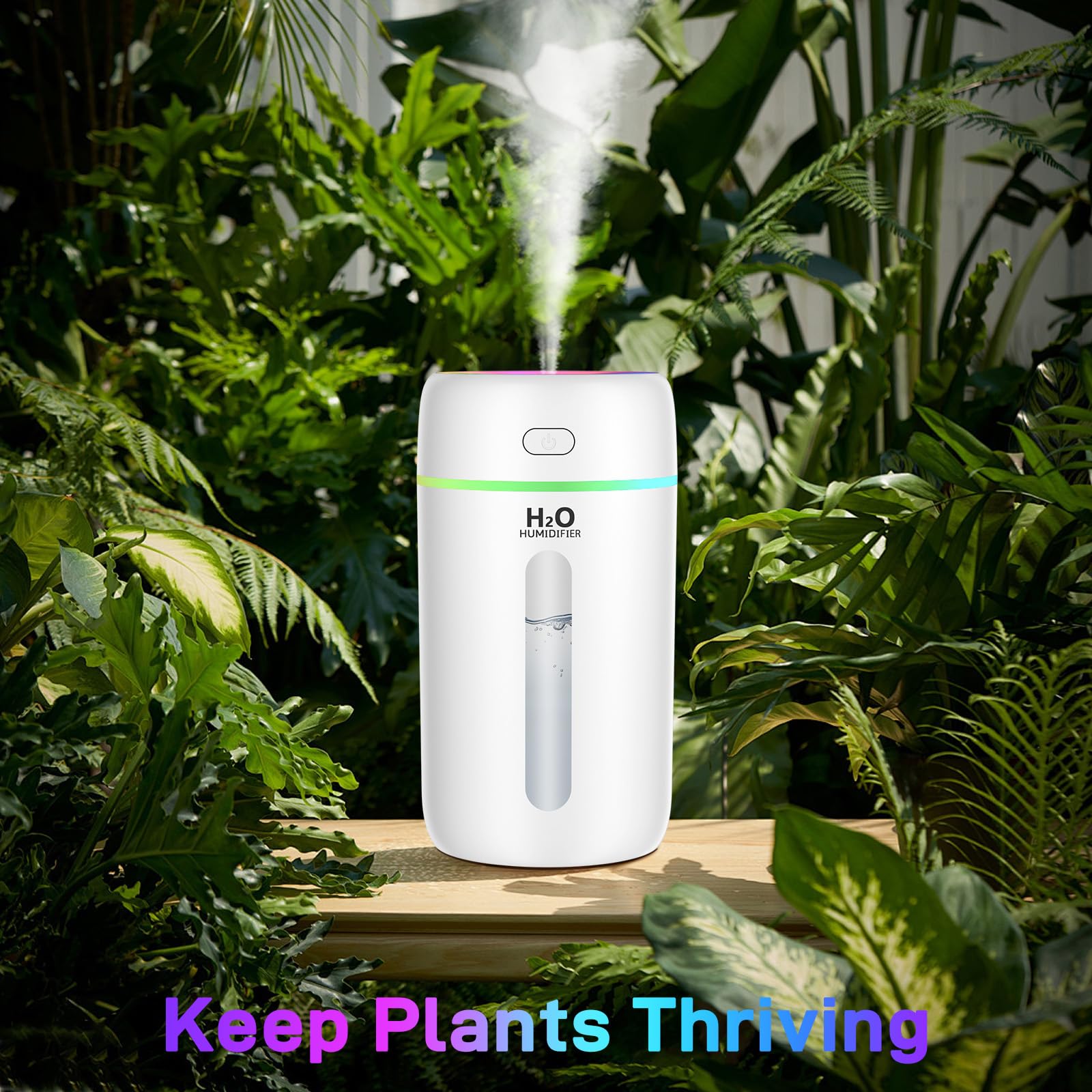 Kissleaf Mini Air Humidifier for Bedroom Easy to Fill & Clean with Night Light Ultra-Quiet for Children's Room, Plants - Image 3