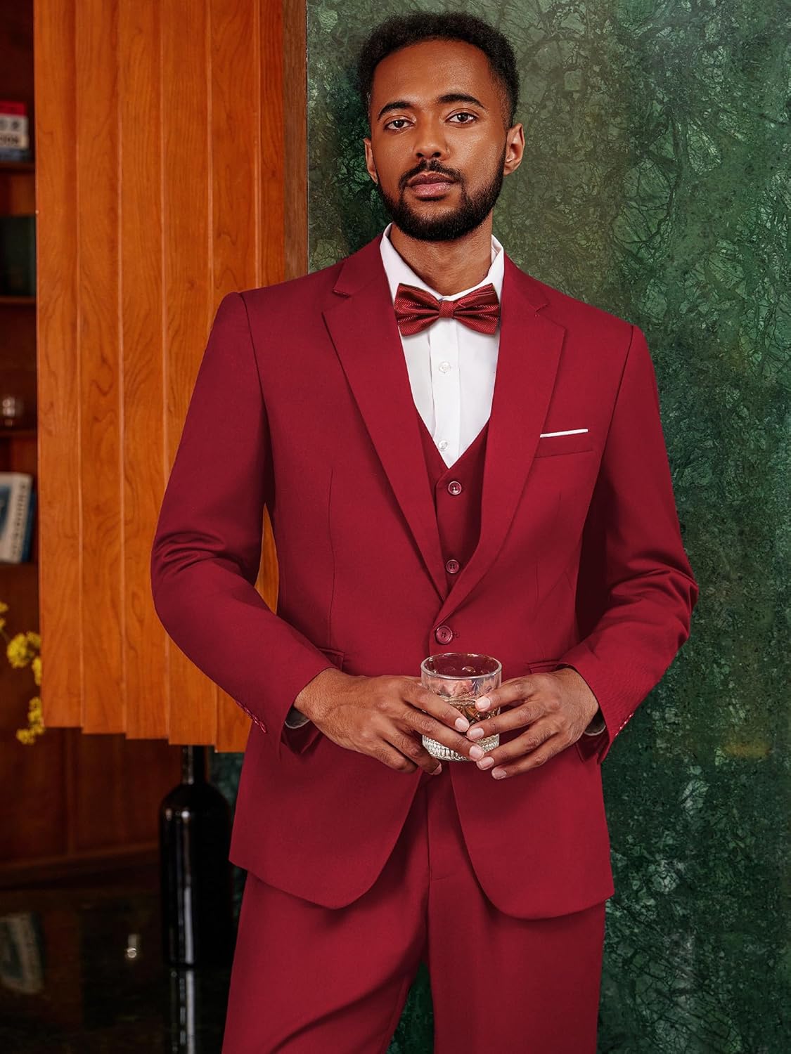 MAGE MALE Men's 3 Pieces Suit Elegant Solid One Button Slim Fit Single Breasted Party Blazer Vest Pants Set - Image 2