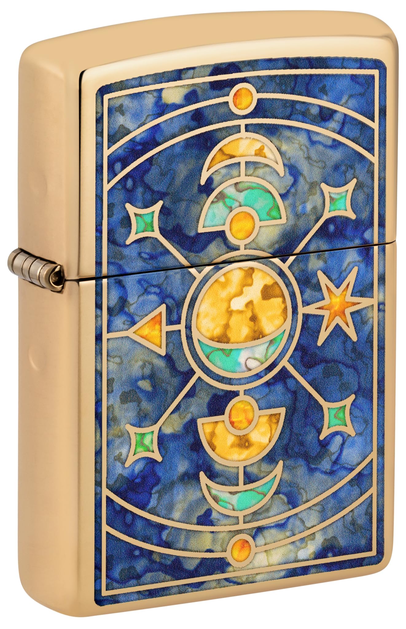 Zippo Sturmfeuerzeug - Star Constellation, High Polish Brass, Fusion - Nachfüllbar - Wiederverwendbar - Windfestes Design - Geschenkbox - Made in USA