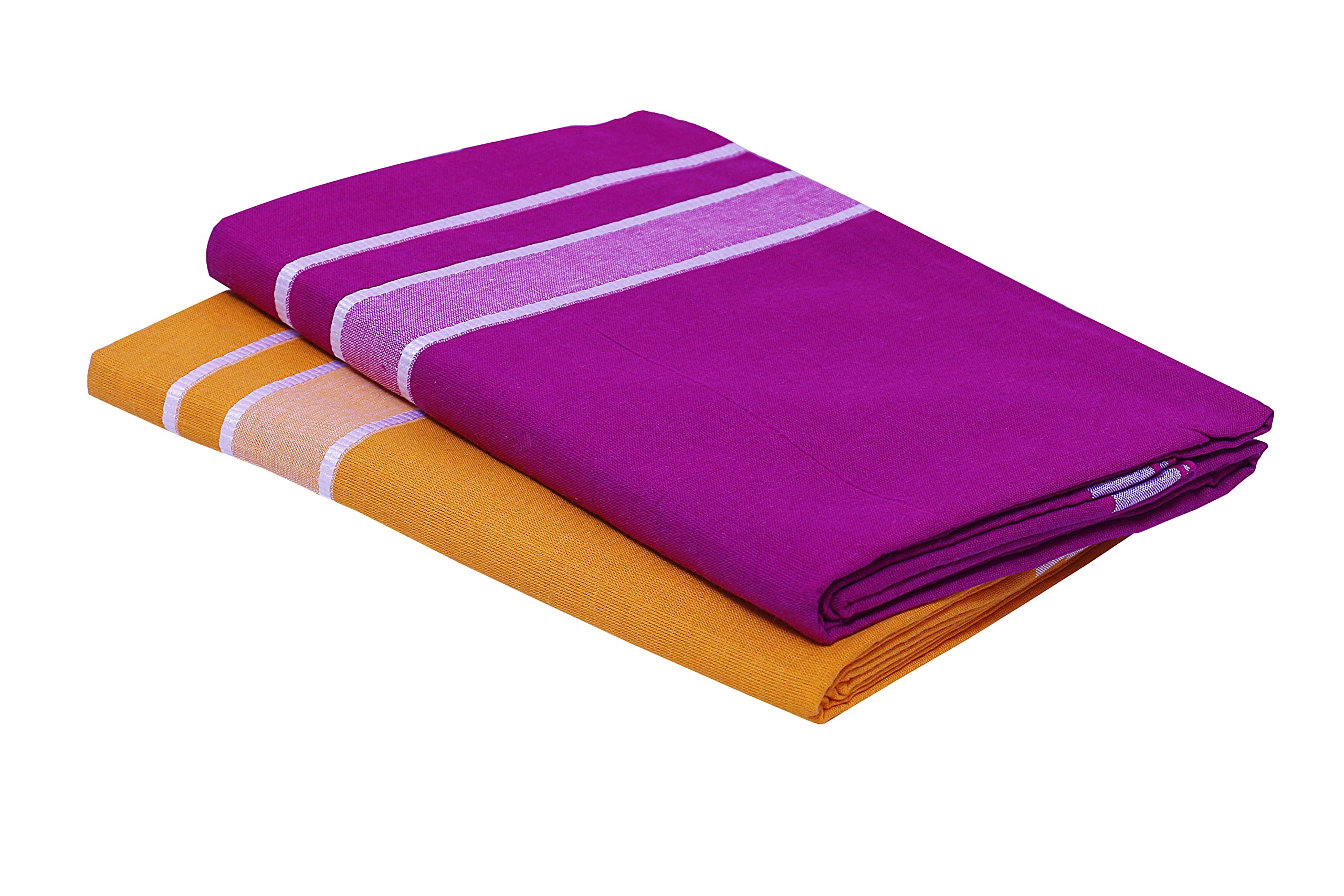 green tee Men Color Dhoti - Pack of 2 (MangoOrange ll Purple) (2 Meters)-picture-31