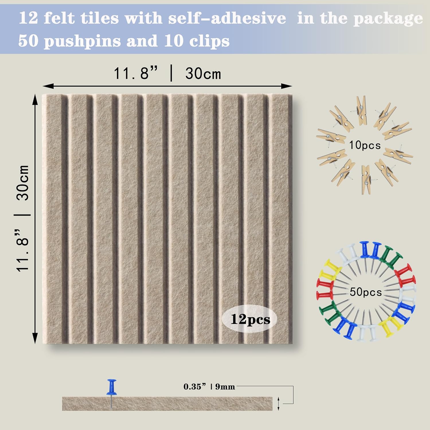 YOUDEFUL Large Cork Board Alternative-12 Pcs Self-Adhesive Felt Bulletin Board Tiles, Felt Pin Board Cork Board Tiles for Home Office Wall Decor, Tack Board 47"x35" (Camel Brown