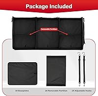 Vista 4 de Simple Deluxe Organizador de maletero de automóvil, almacenamiento plegable de múltiples compartimentos, antideslizante, poliéster Oxford 600D