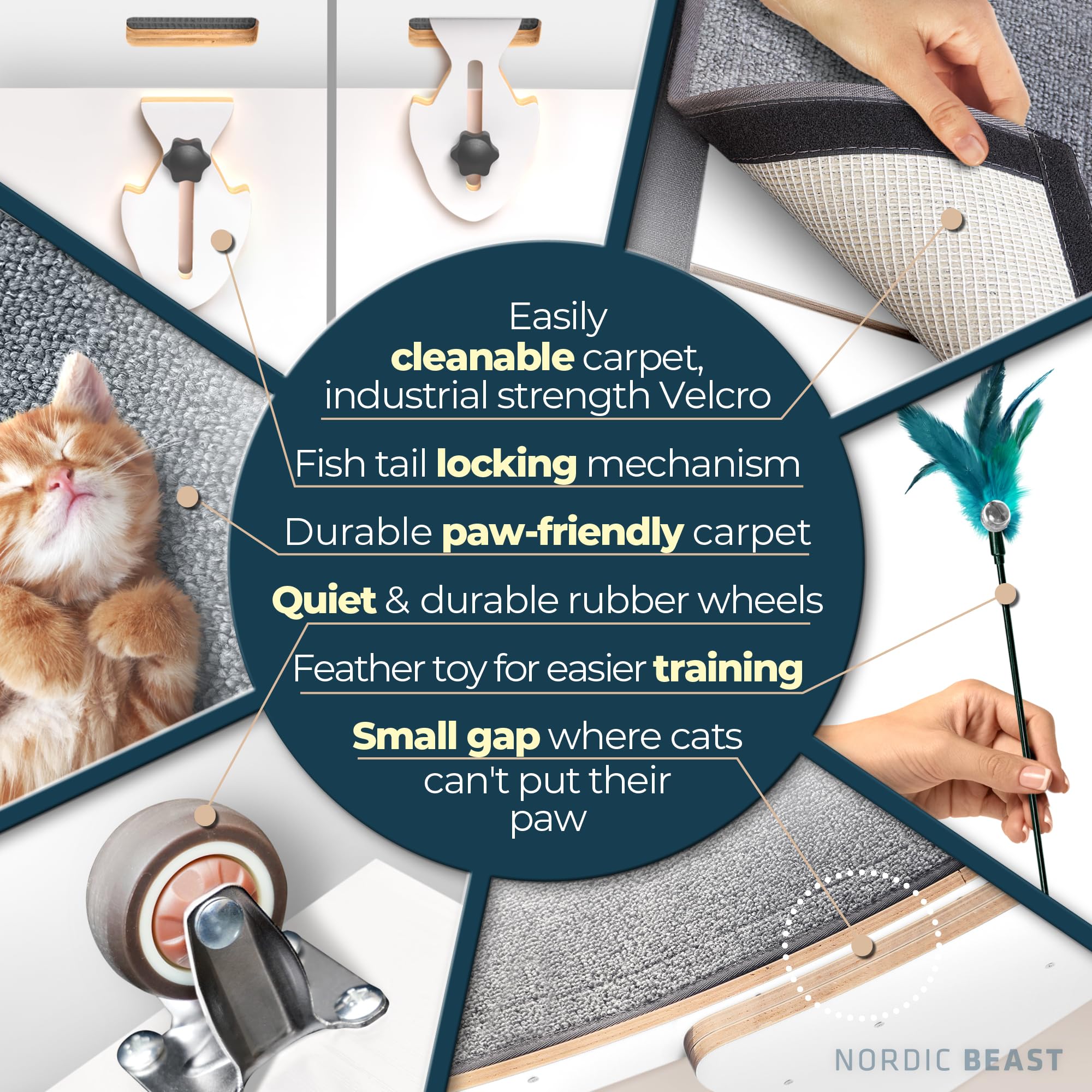 White 48'' XL Cat Wheel - Cat Wheels for Indoor Cats Which Doesn't Negatively Affect Your Cat's Spine - 15.7'' Extra Wide White Exercise Wheel - Fits 2 Cats Side-by-Side, 1-Year Warranty view 5